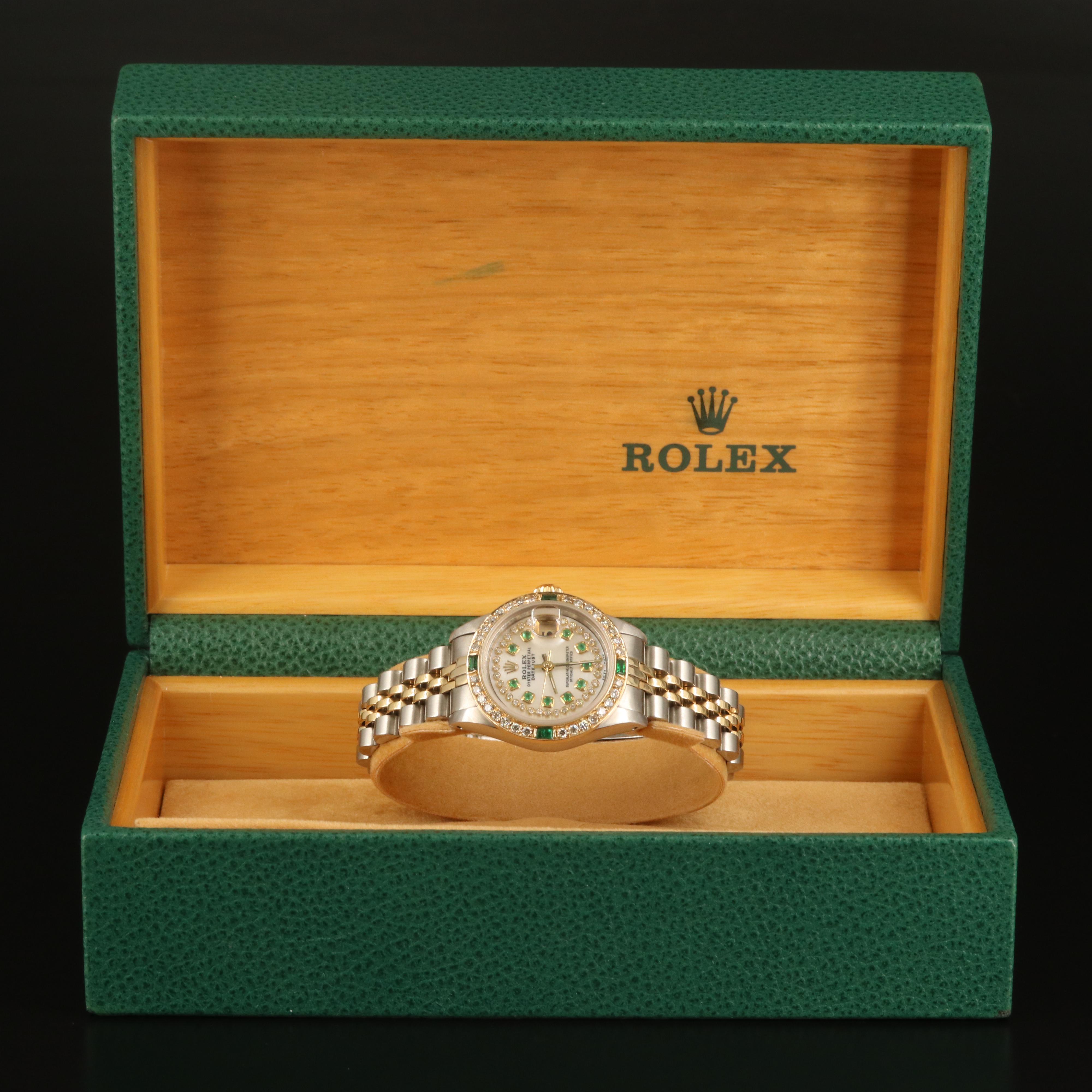 1987 - 88 Rolex Datejust Emerald and Diamond Watch