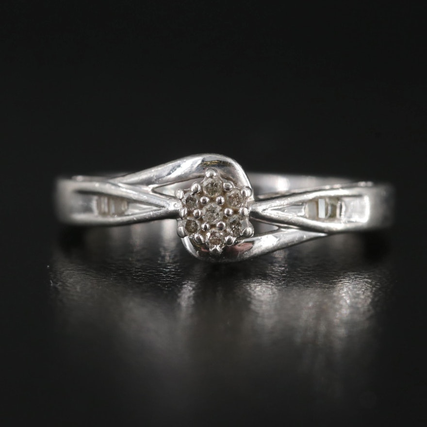 Sterling Diamond Cluster Ring