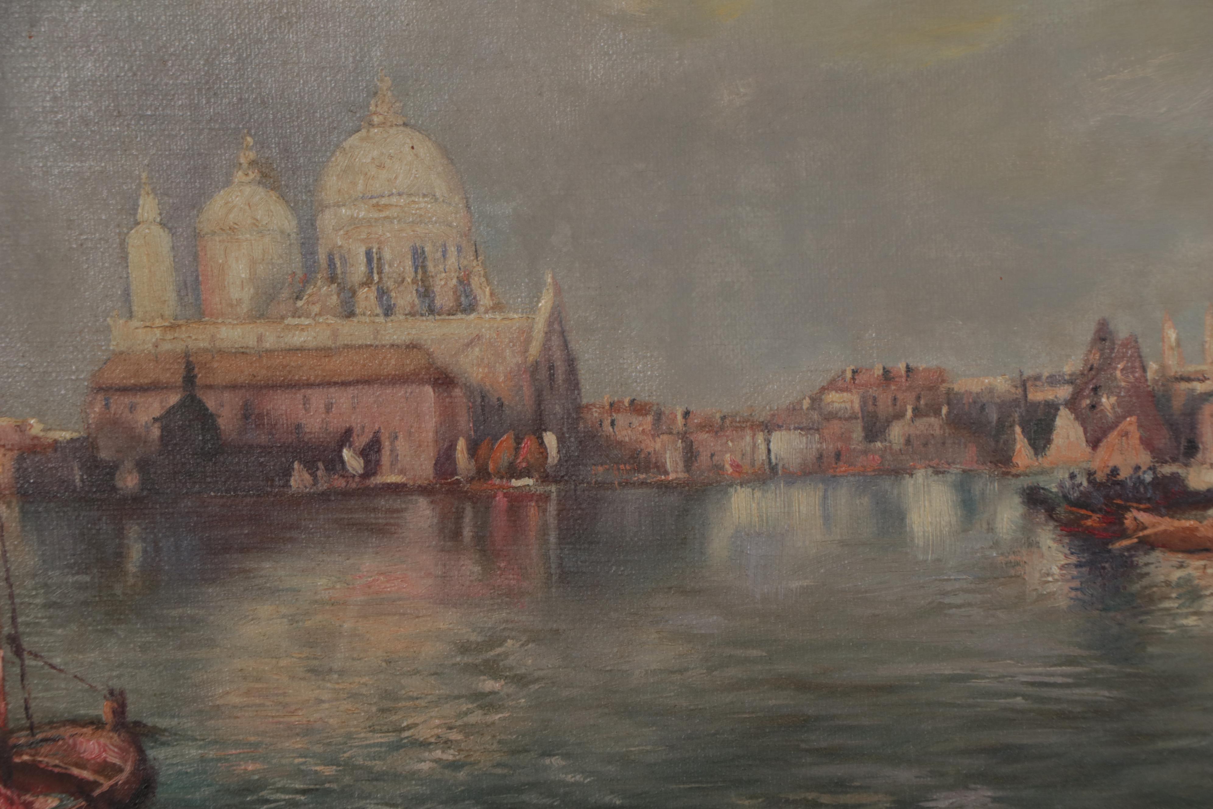 T. Gounani Oil Painting of Venice, Late 19th to Early 20th Century
