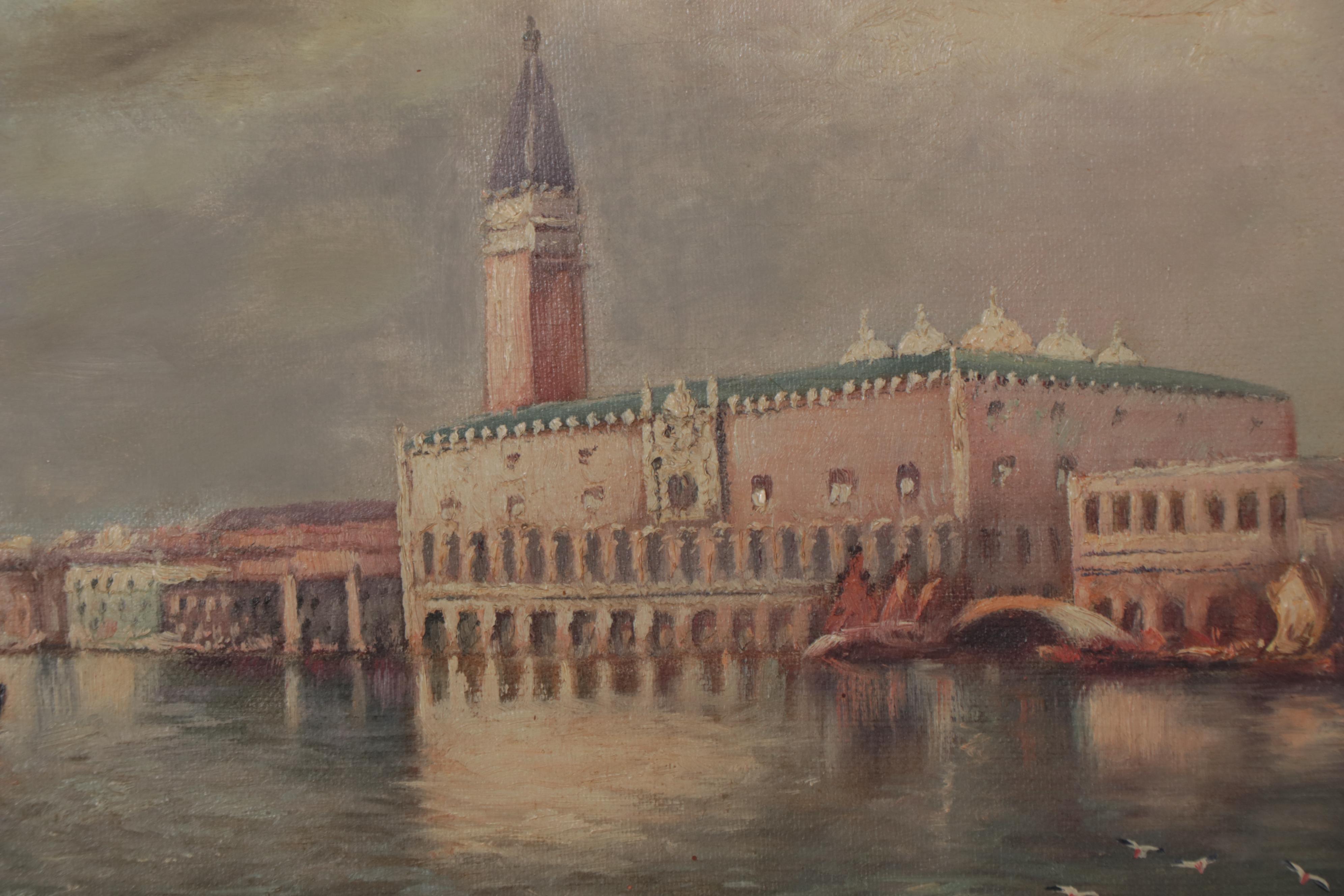 T. Gounani Oil Painting of Venice, Late 19th to Early 20th Century