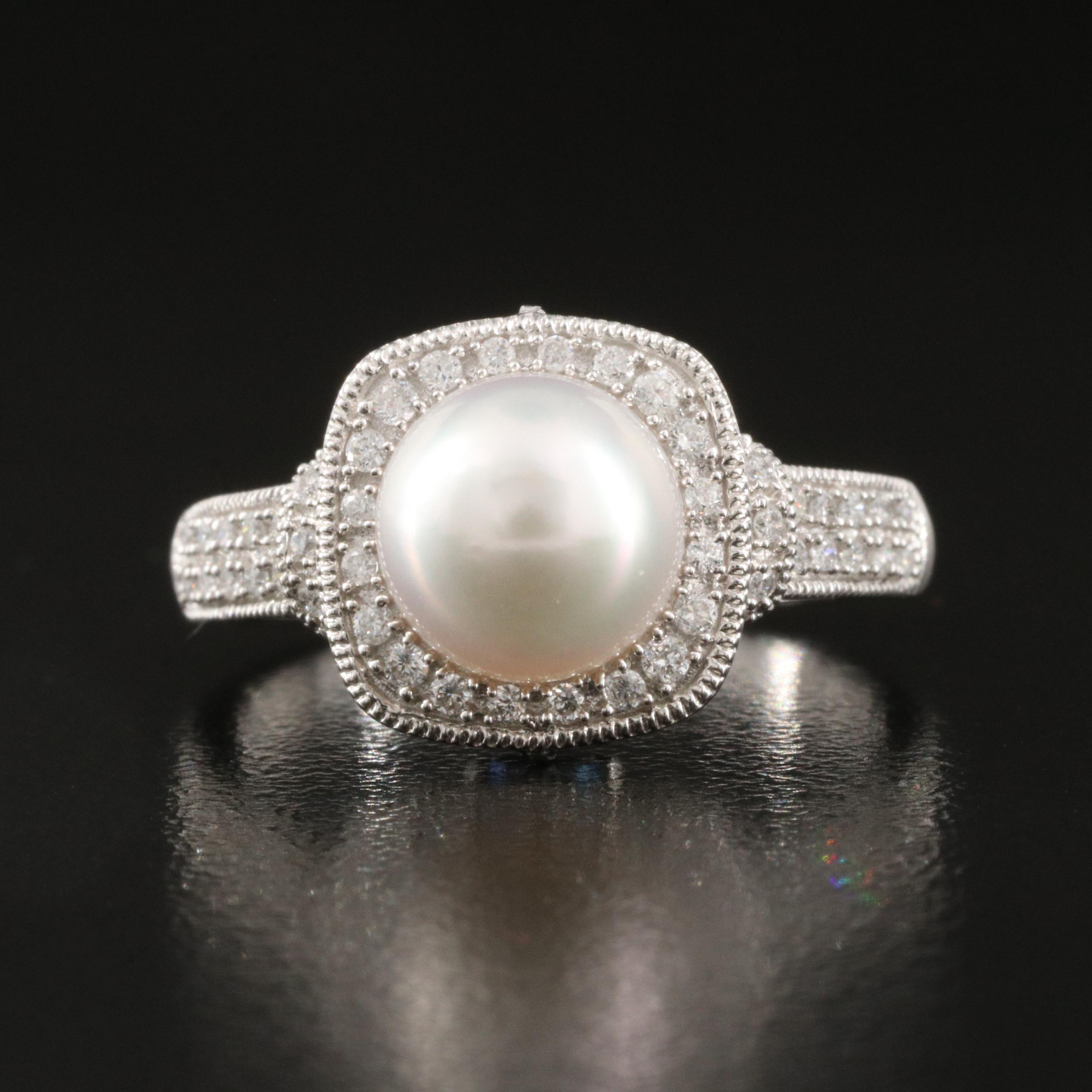 Vera Wang "Love" 14K Pearl, Diamond and Sapphire Ring