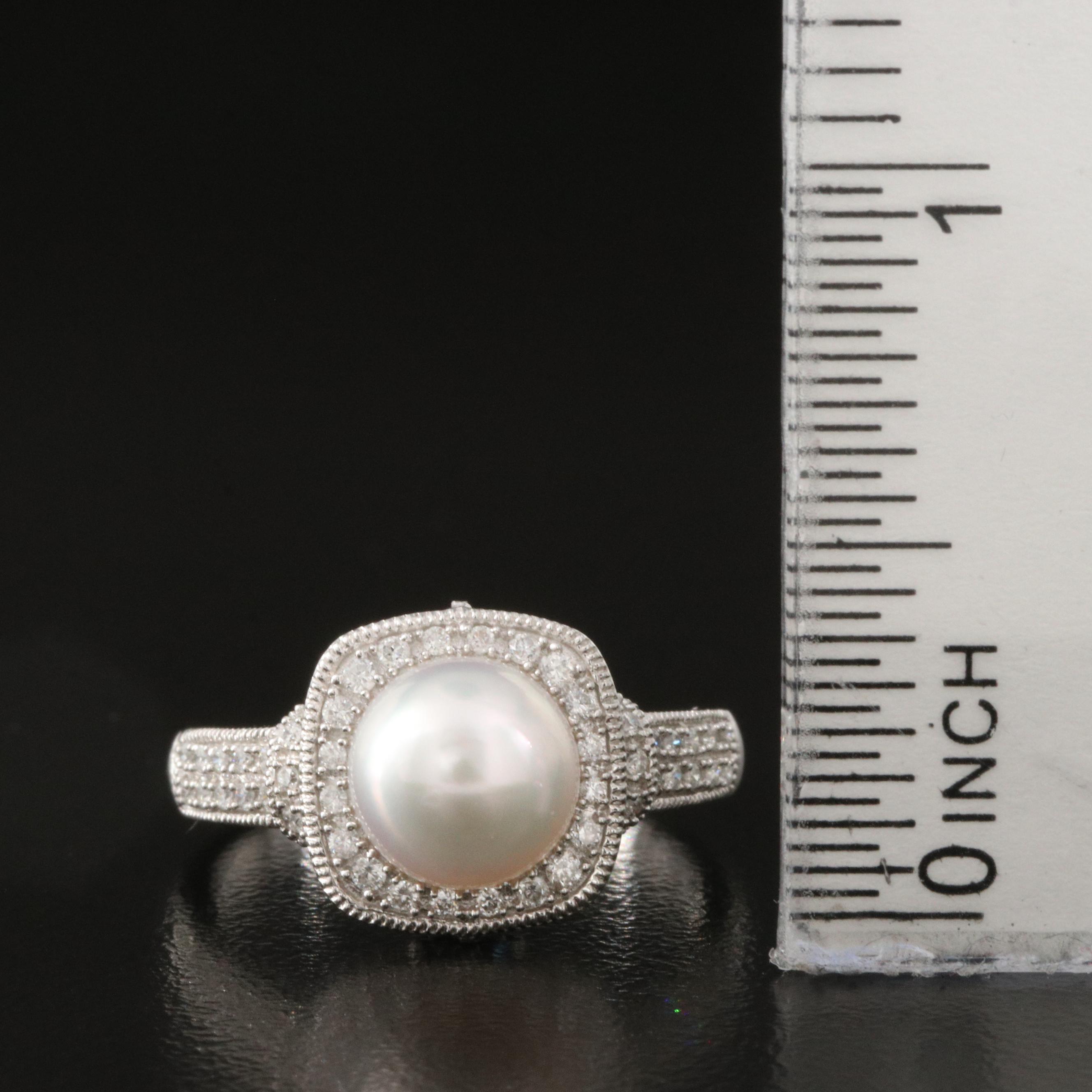 Vera Wang "Love" 14K Pearl, Diamond and Sapphire Ring
