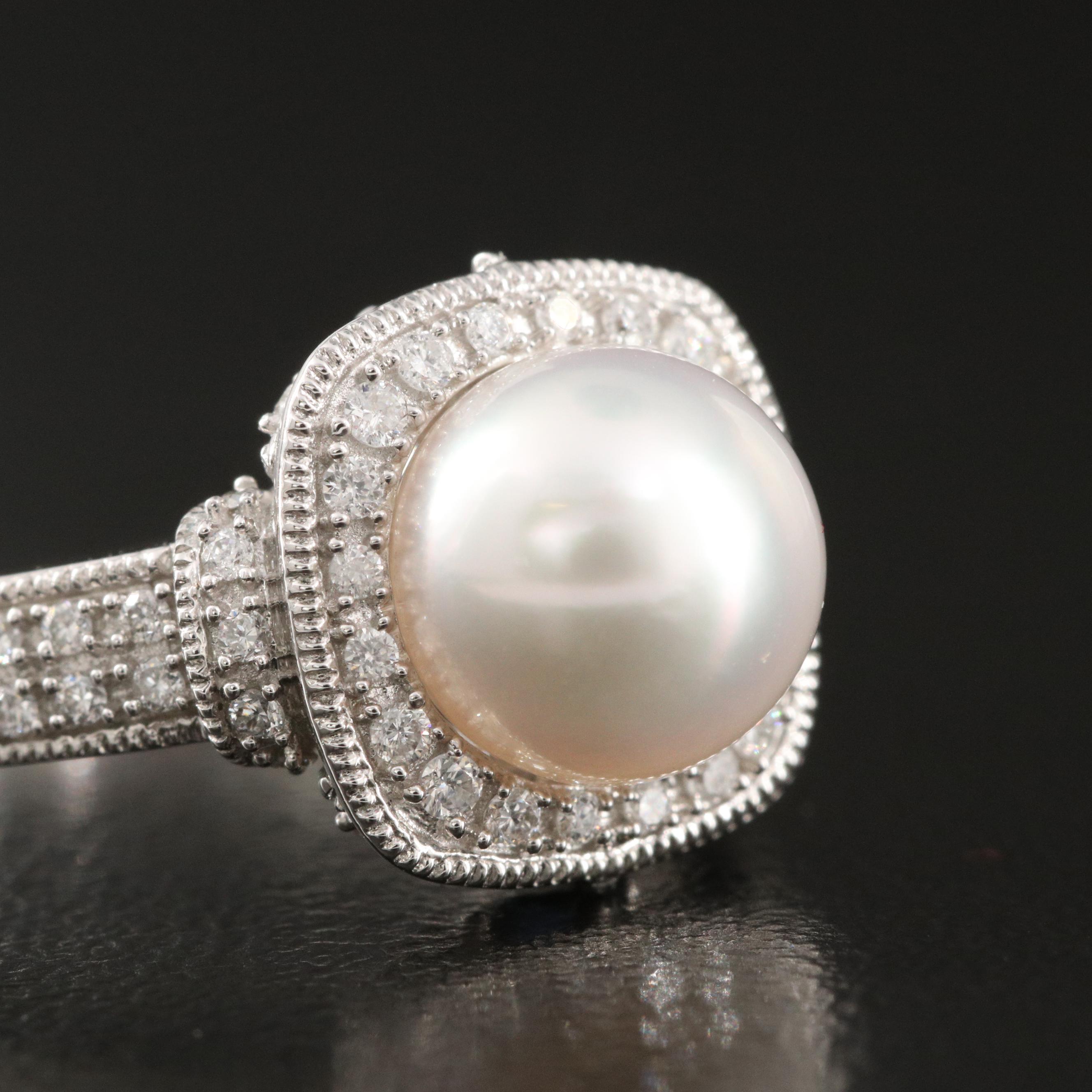 Vera Wang "Love" 14K Pearl, Diamond and Sapphire Ring