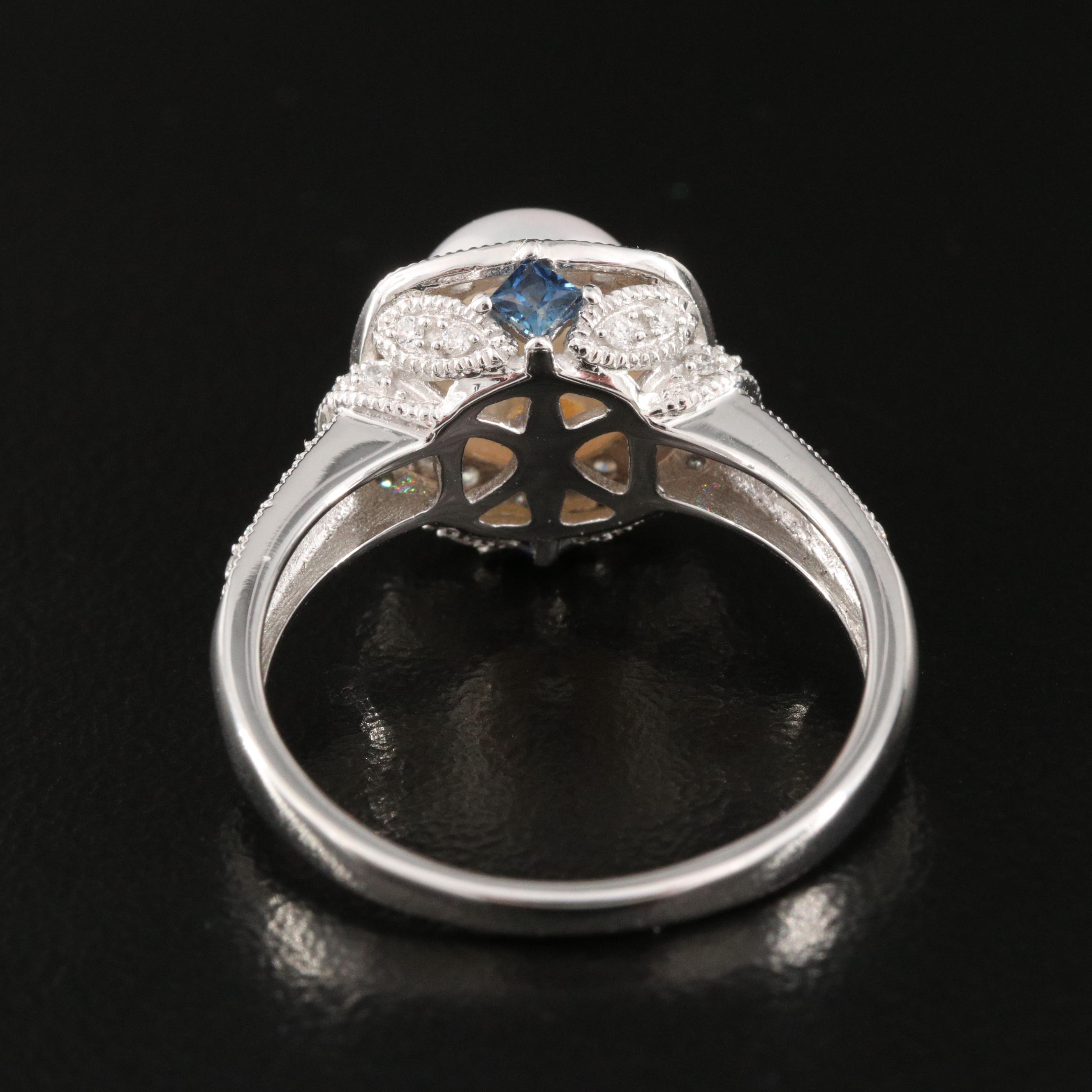 Vera Wang "Love" 14K Pearl, Diamond and Sapphire Ring