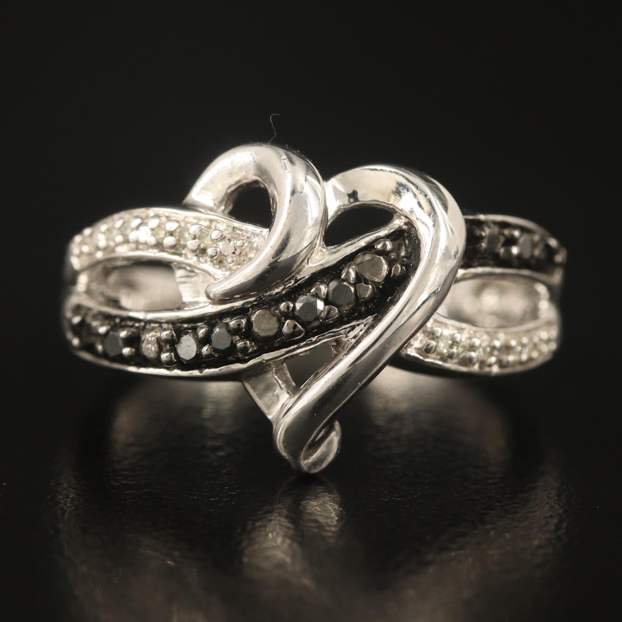 Sterling Diamond Infinity Heart Ring
