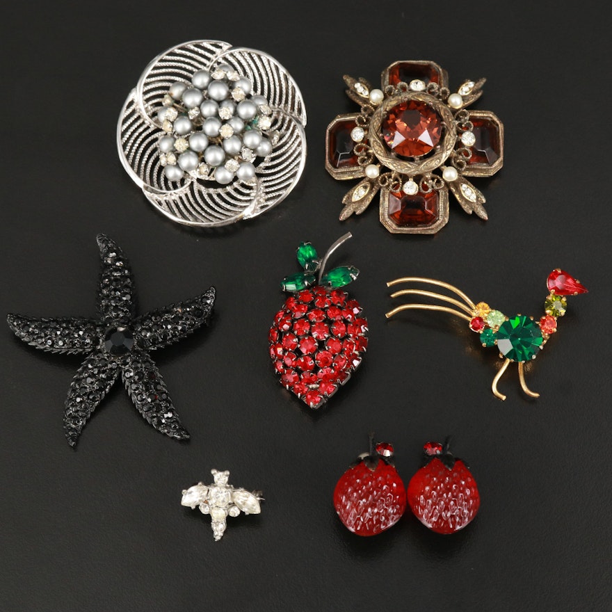 Weiss Starfish Brooch Featured in Jewelry Selection Including Strawberries