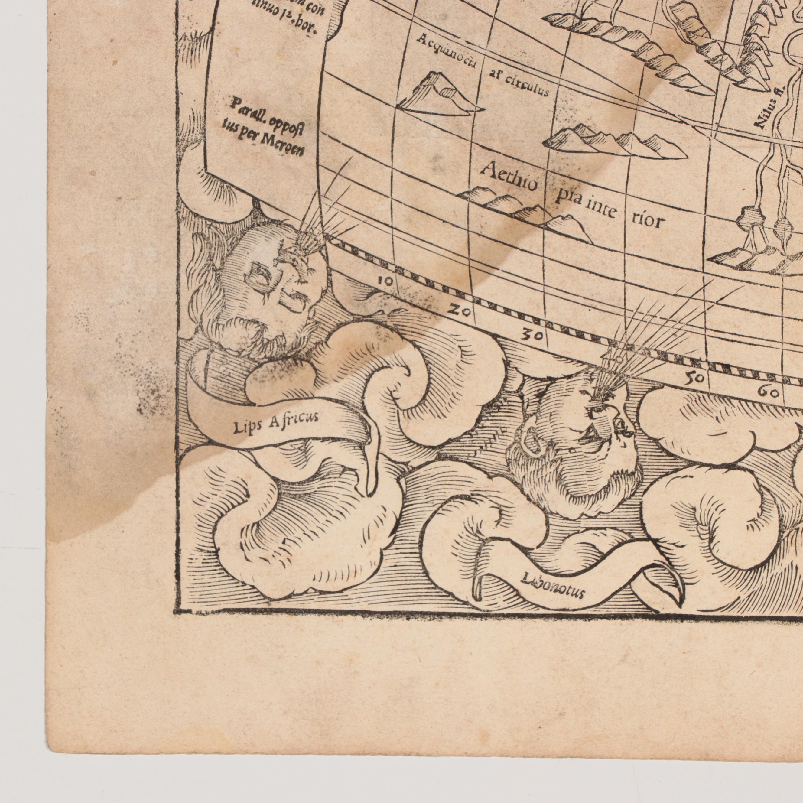 Sebastian Münster Woodcut Map "Typus Orbis Ptol. Descriptus," 1552