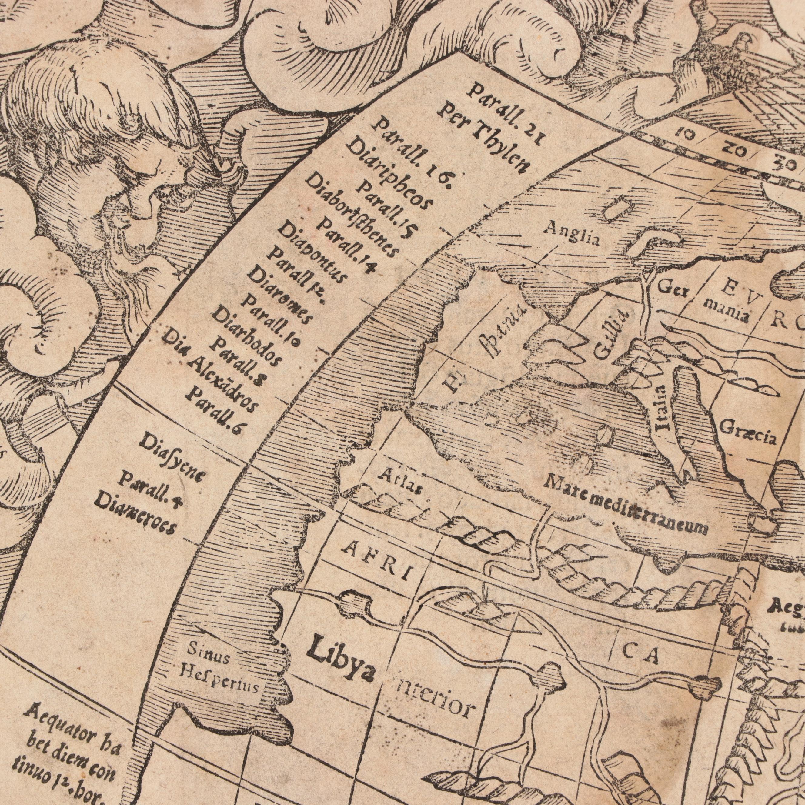 Sebastian Münster Woodcut Map "Typus Orbis Ptol. Descriptus," 1552