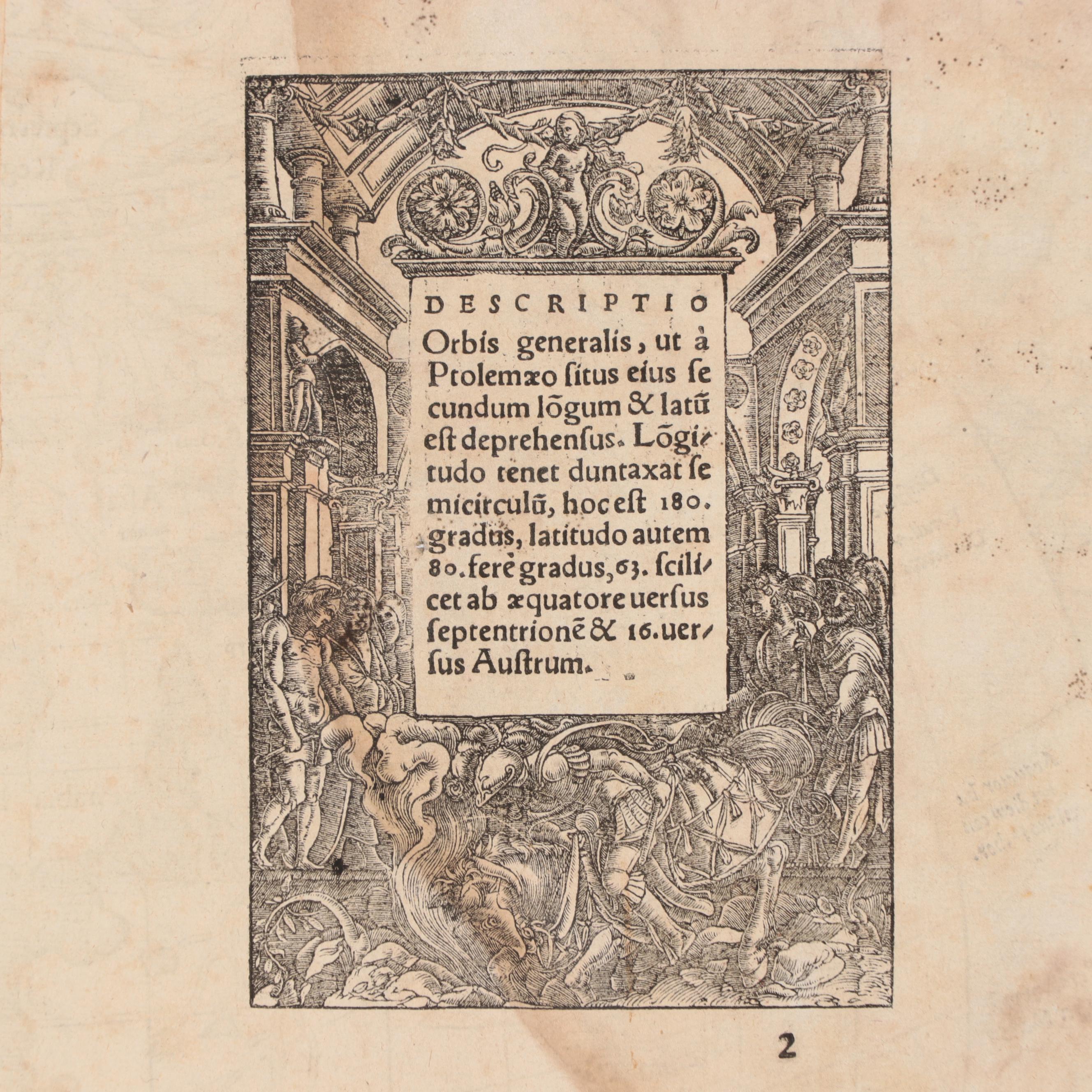 Sebastian Münster Woodcut Map "Typus Orbis Ptol. Descriptus," 1552