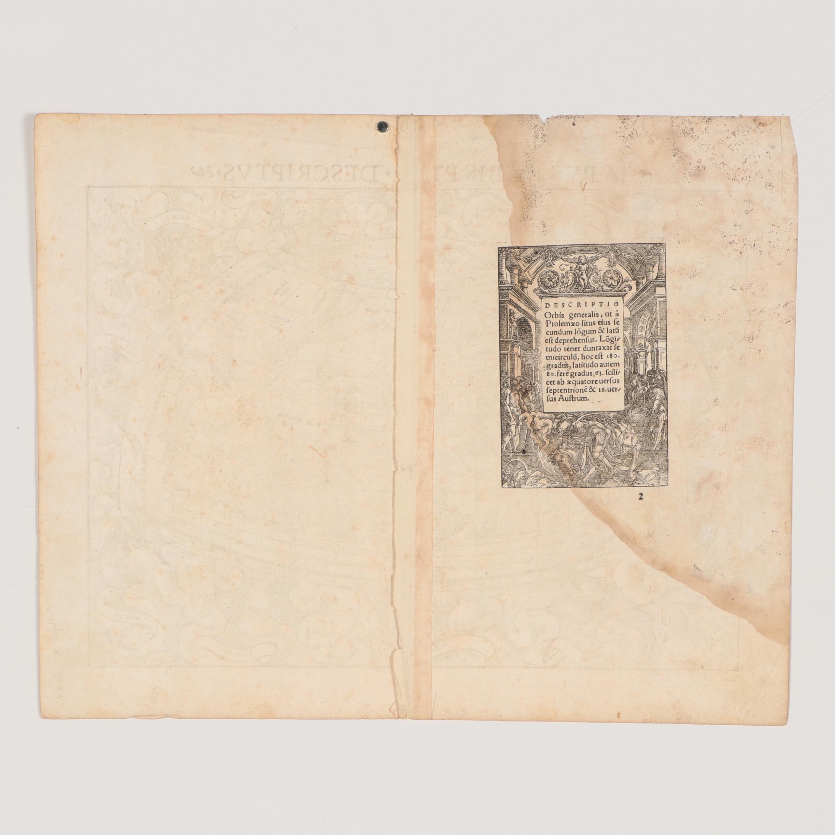 Sebastian Münster Woodcut Map "Typus Orbis Ptol. Descriptus," 1552