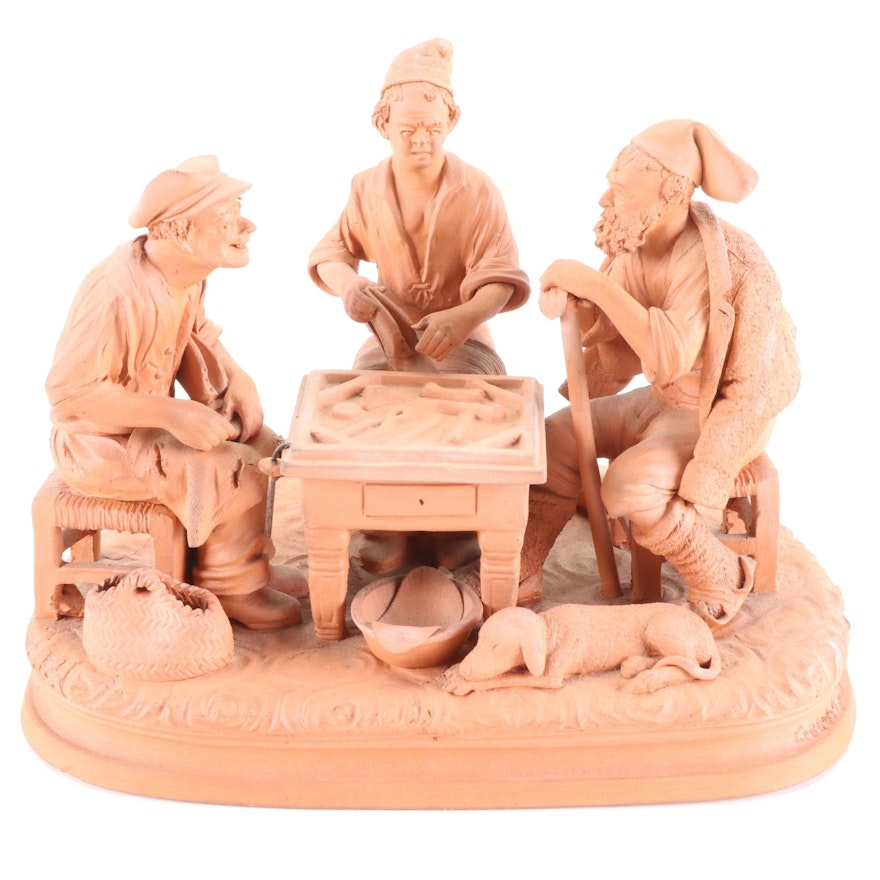 Grasso Sicilian Terracotta Figurine of Workmen