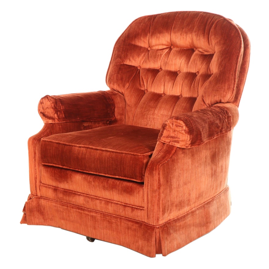 Franklin Furniture Co. Buttoned-Down Swivel Rocker, Late 20th Century