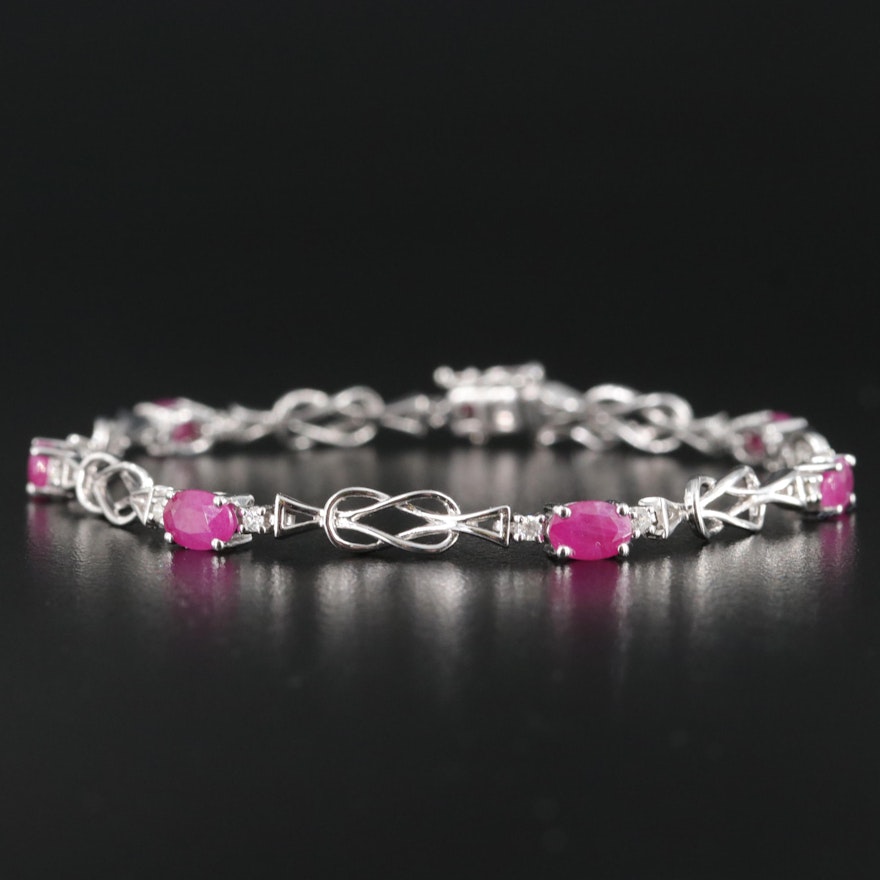 14K Ruby and Diamond Fancy Link Bracelet