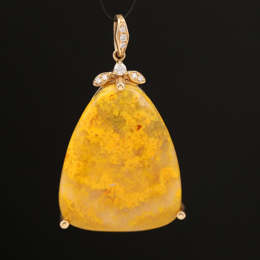 14K Agate and Diamond Pendant