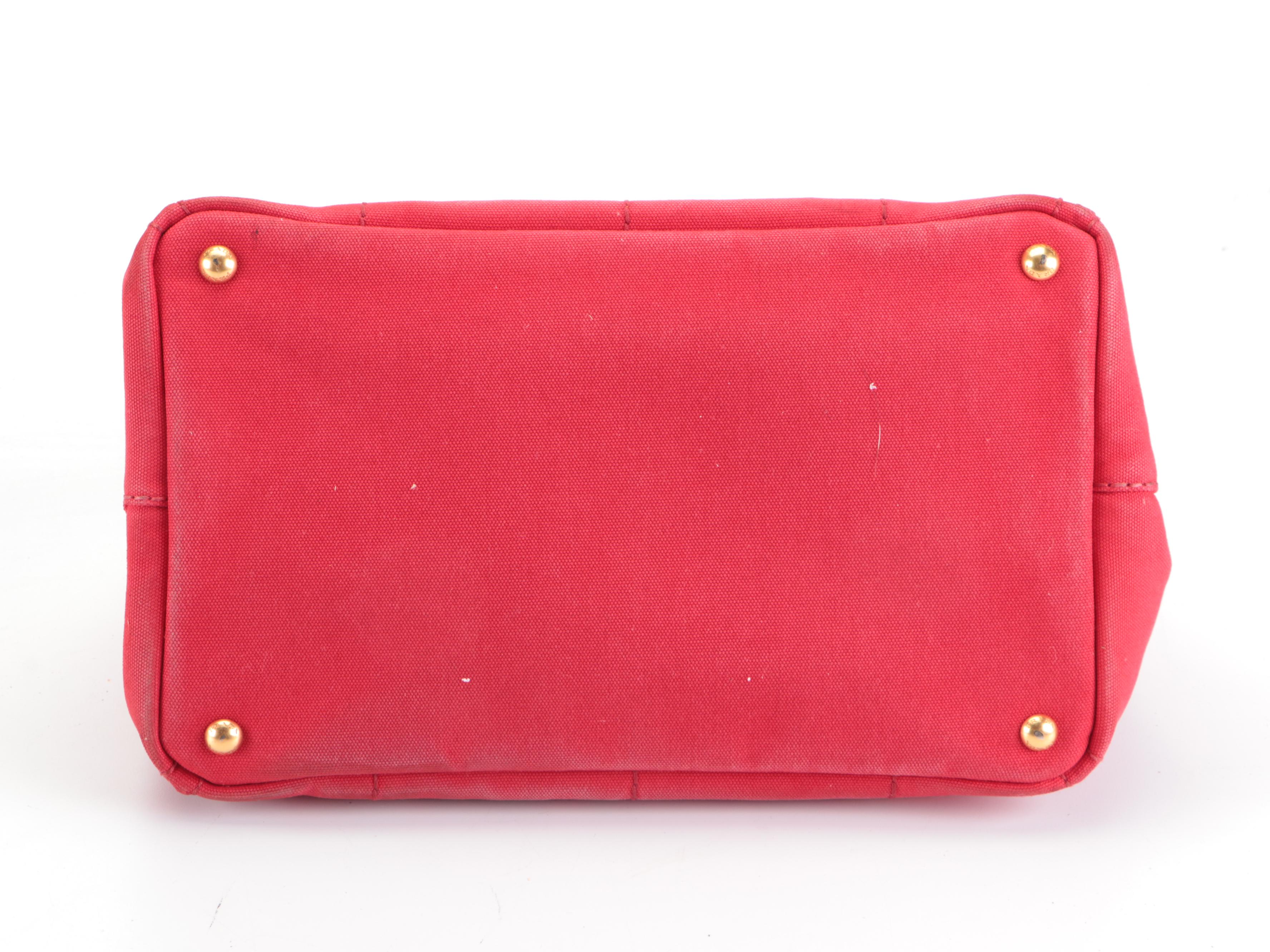 Prada Canapa Logo Tote Bag in Red Canvas