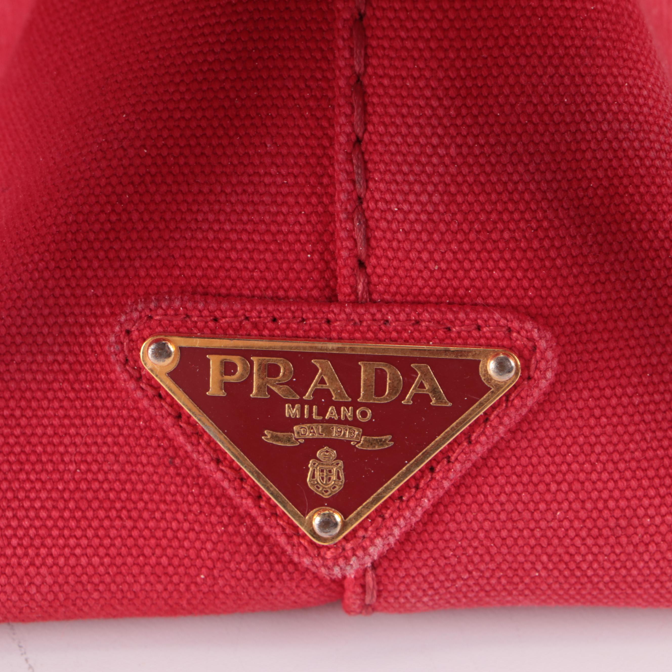 Prada Canapa Logo Tote Bag in Red Canvas