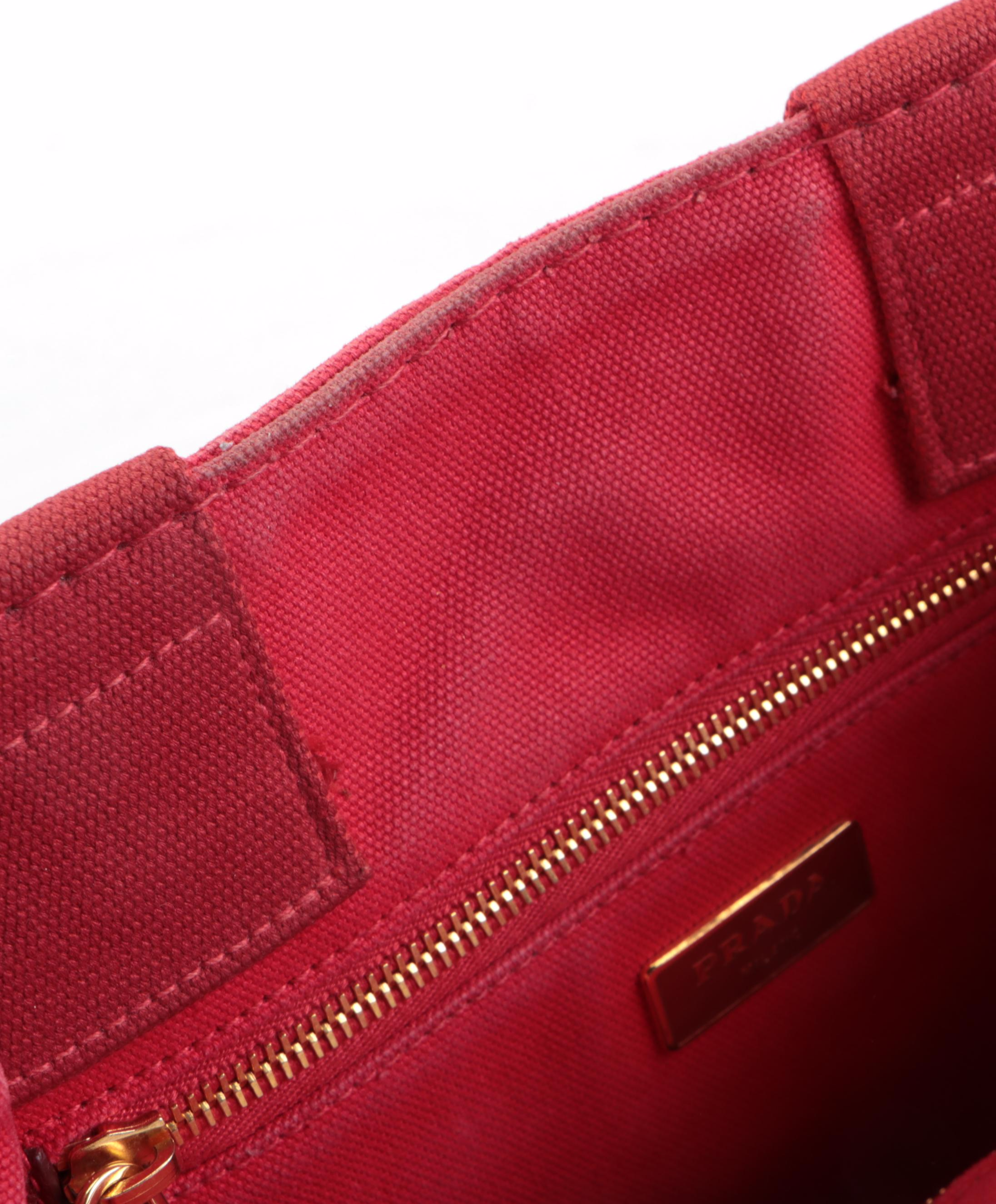 Prada Canapa Logo Tote Bag in Red Canvas