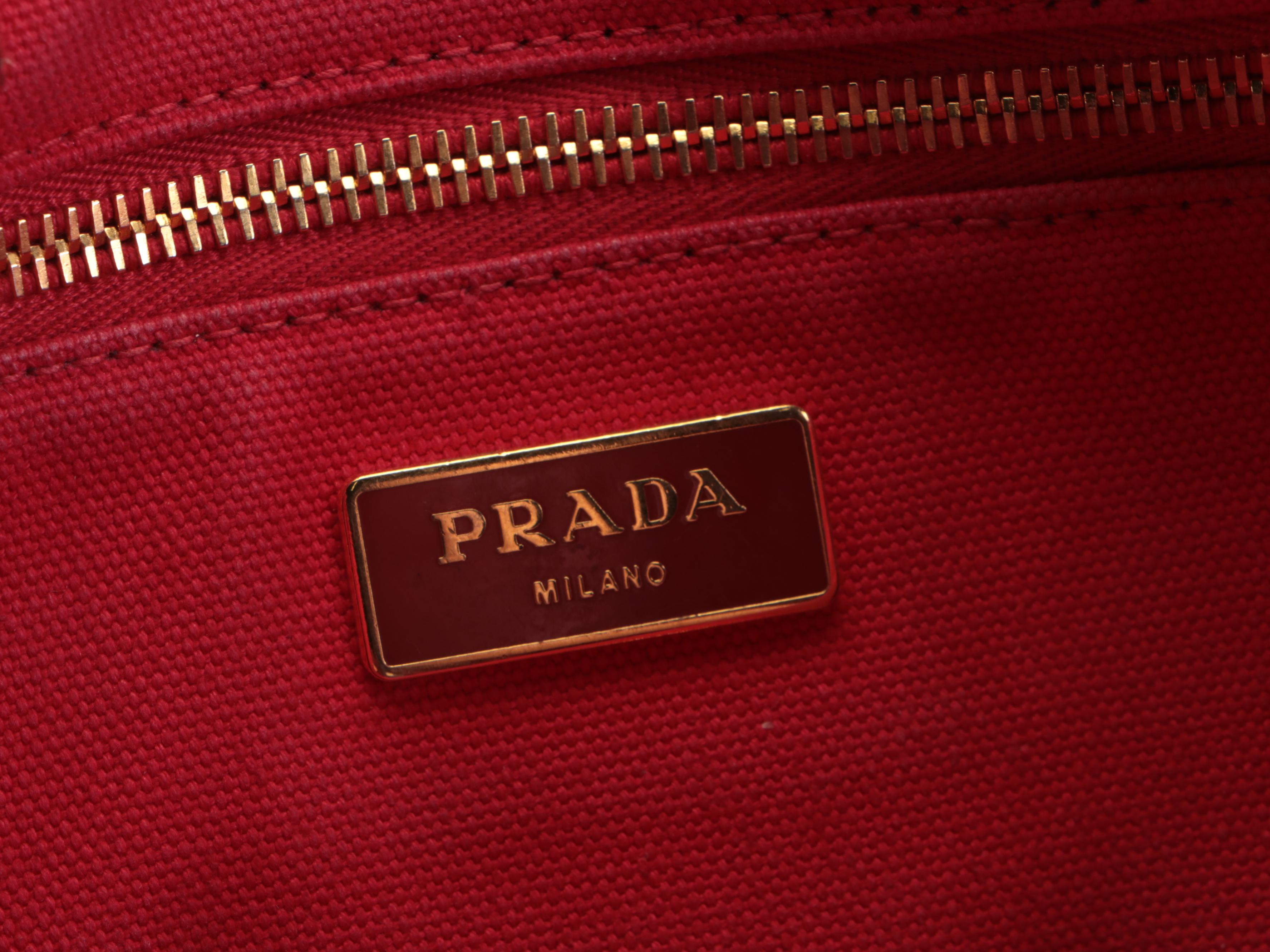 Prada Canapa Logo Tote Bag in Red Canvas