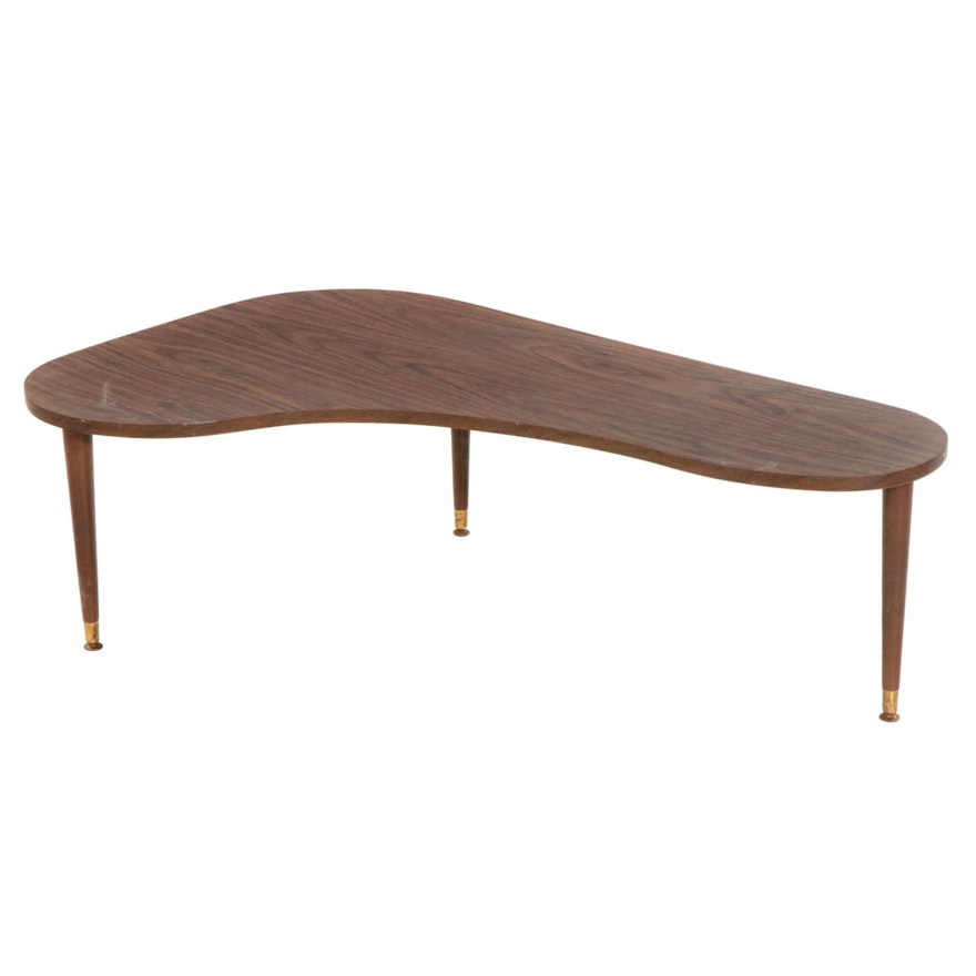 Mid Century Modern Boomerang Shaped Coffee Table with Laminate Top