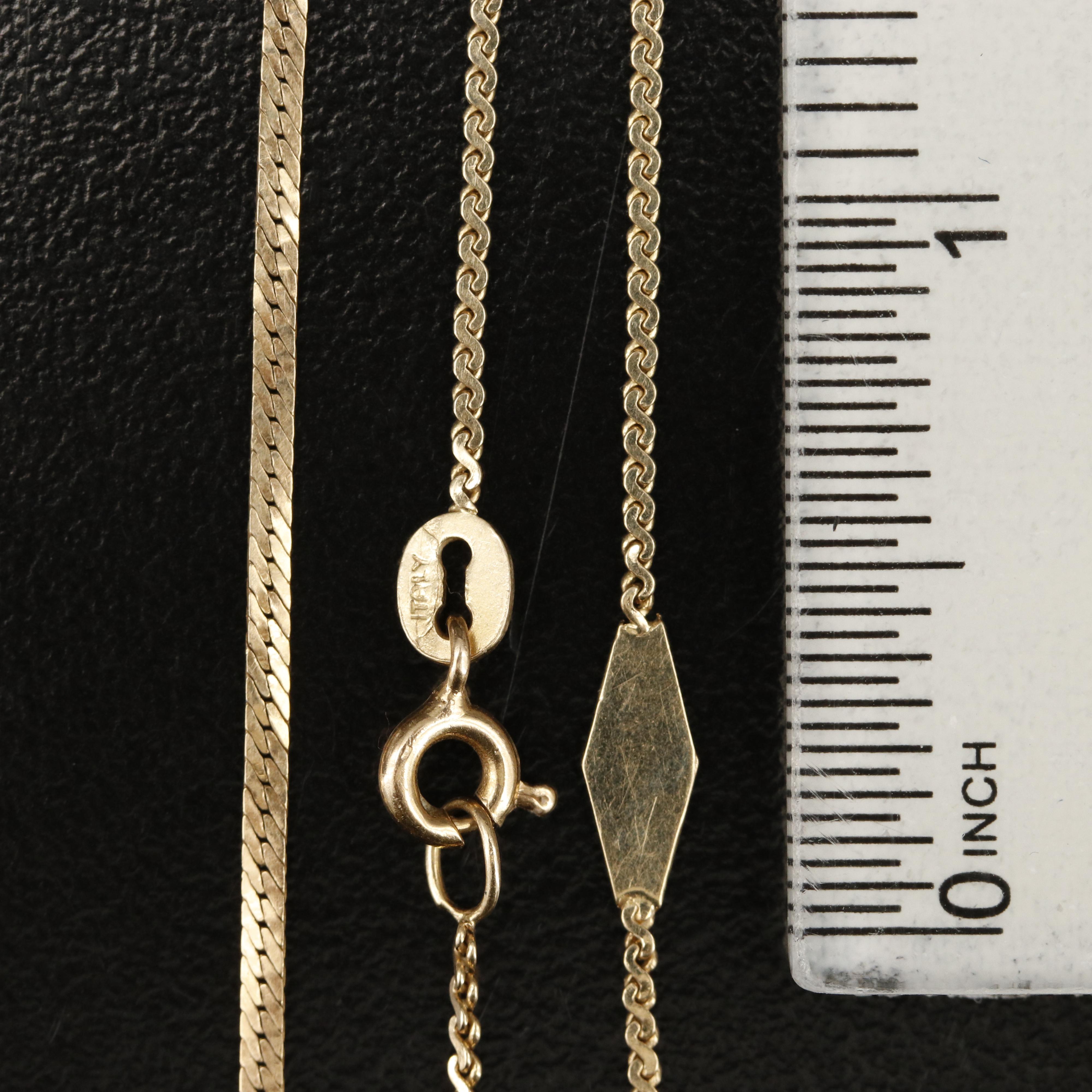 14K Herringbone and Serpentine Chain Bracelets