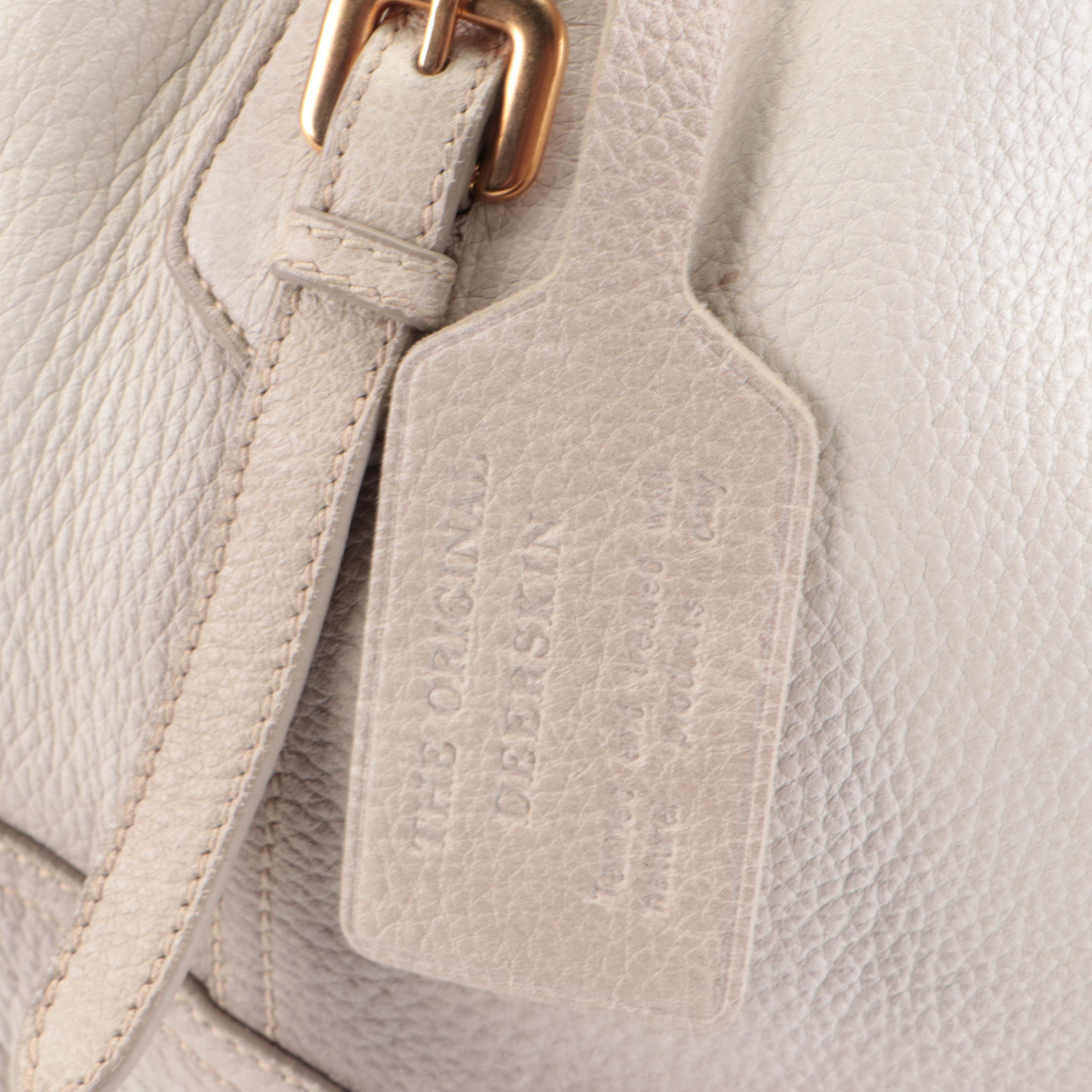 Prada Cervo Antik Drawstring Shoulder Bag in Off-White Ombré Deerskin Leather