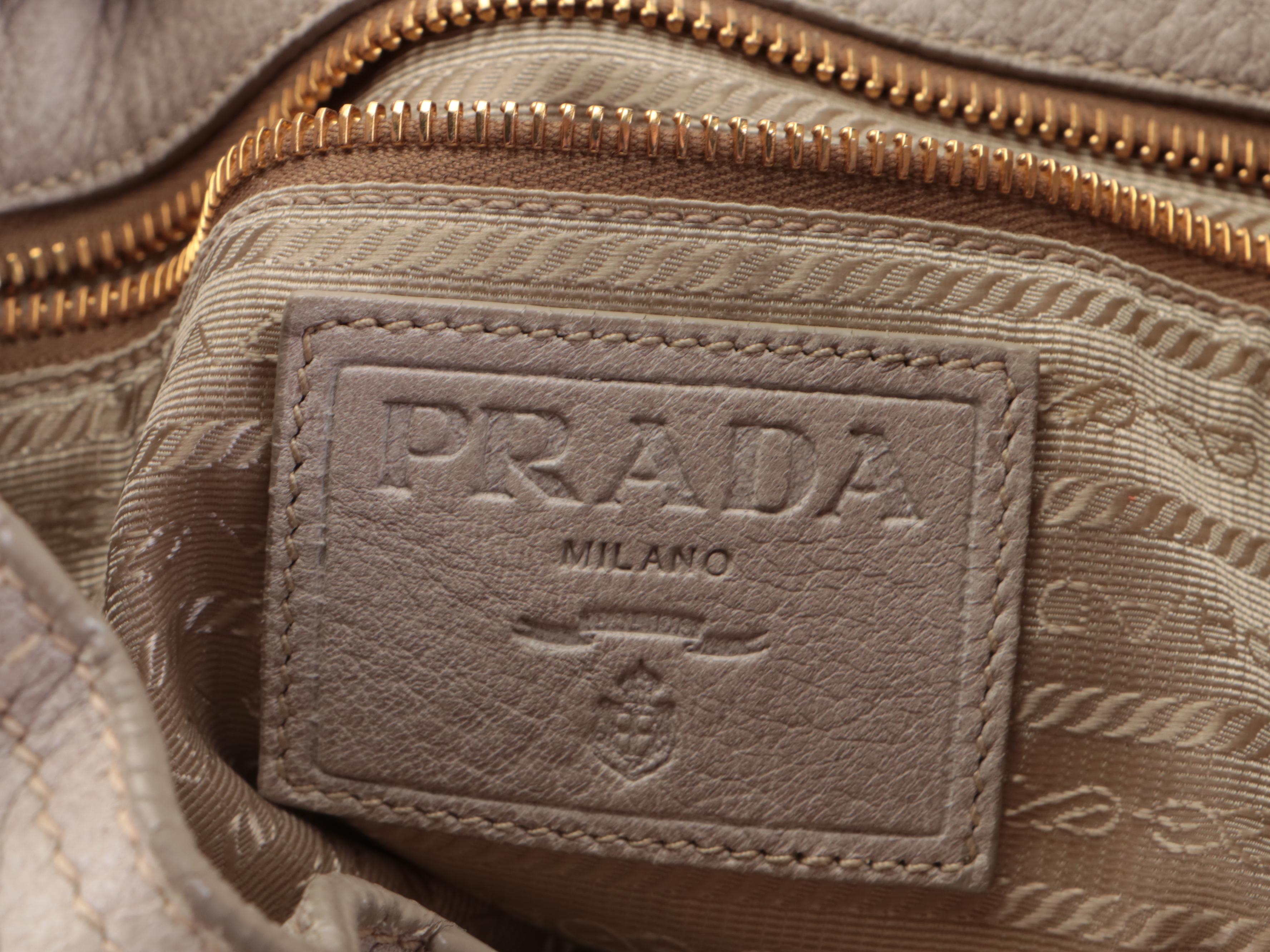 Prada Cervo Antik Drawstring Shoulder Bag in Off-White Ombré Deerskin Leather