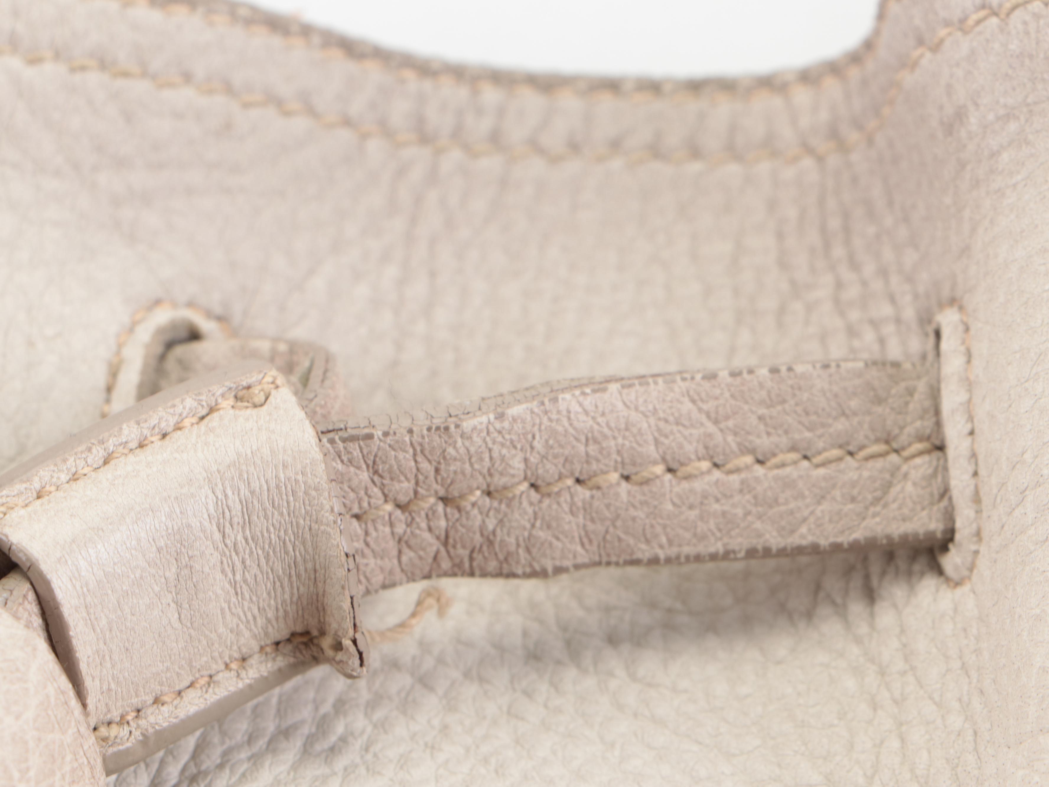 Prada Cervo Antik Drawstring Shoulder Bag in Off-White Ombré Deerskin Leather