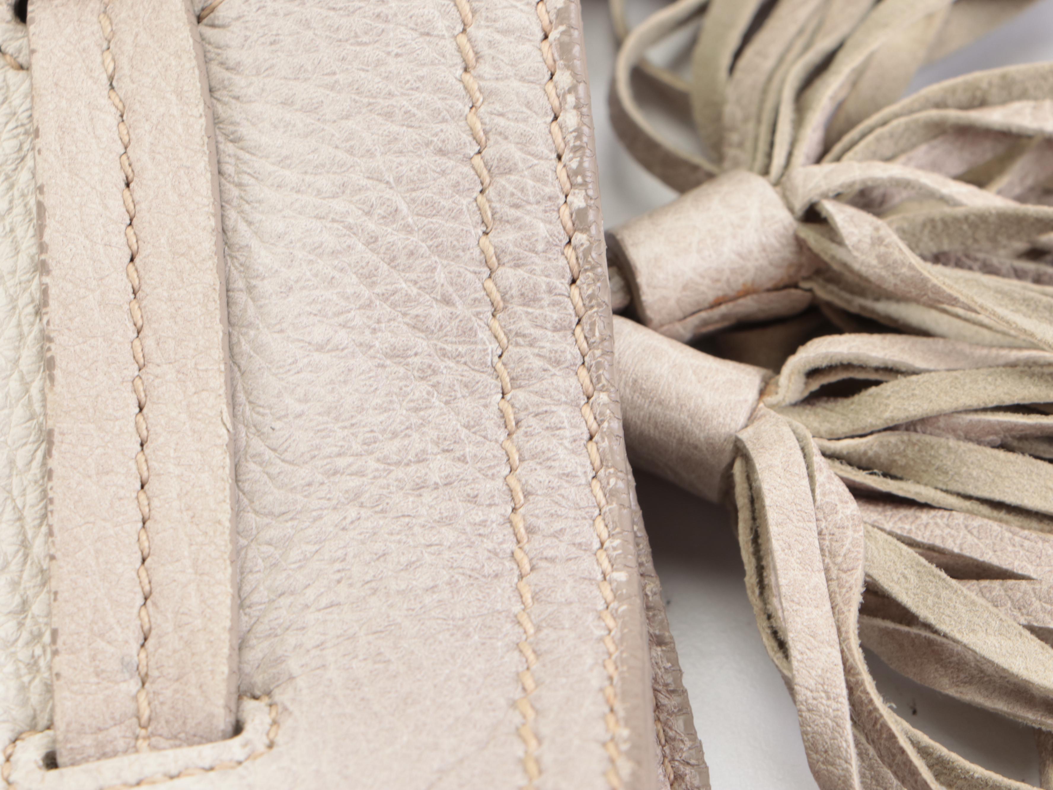 Prada Cervo Antik Drawstring Shoulder Bag in Off-White Ombré Deerskin Leather