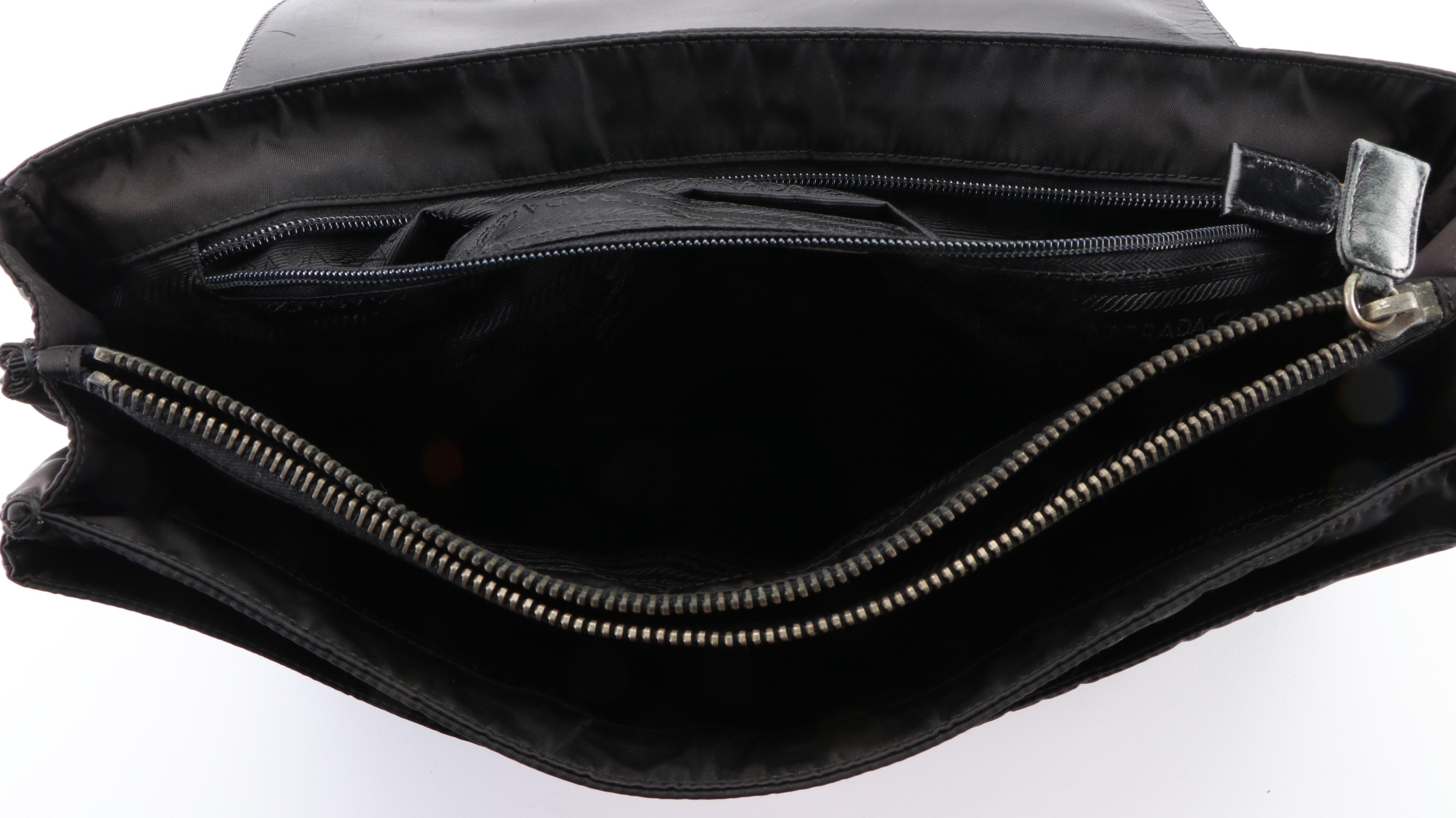 Prada Soft Briefcase in Black Leather and Tessuto Nylon