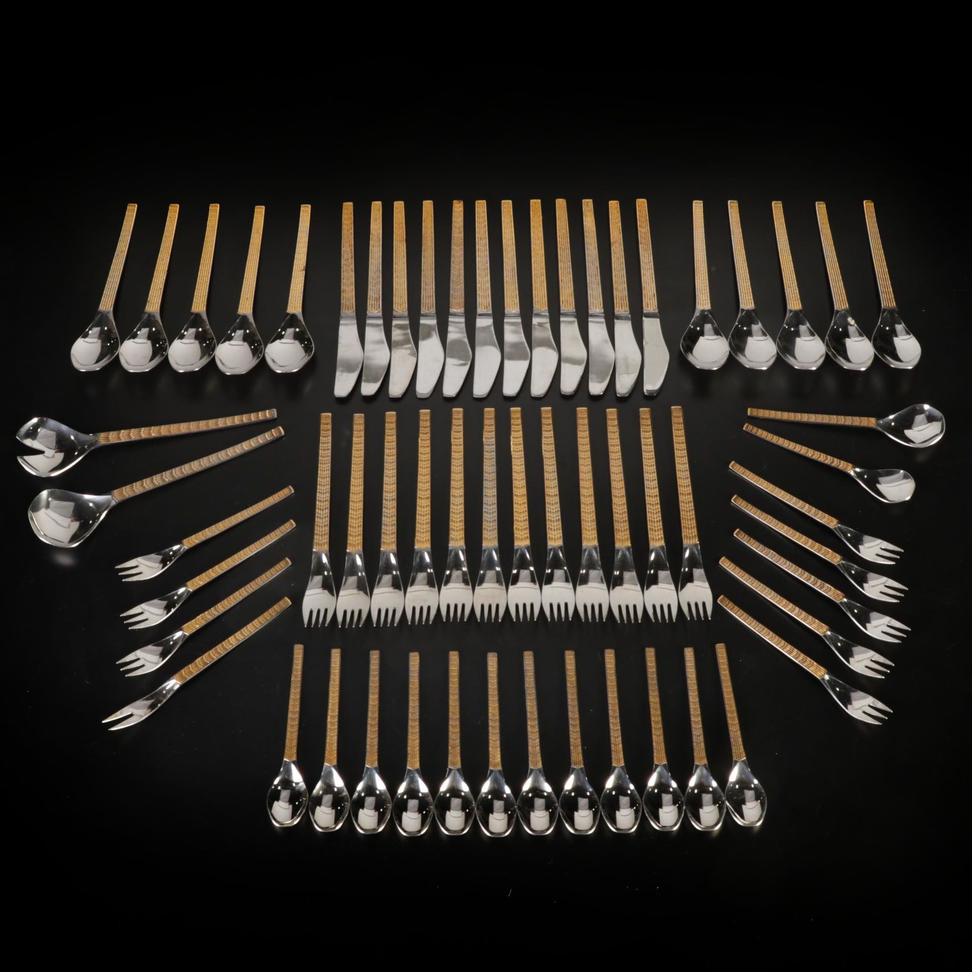 Hoogosil Solingen Stainless Steel with Gold Accent Flatware and Chest