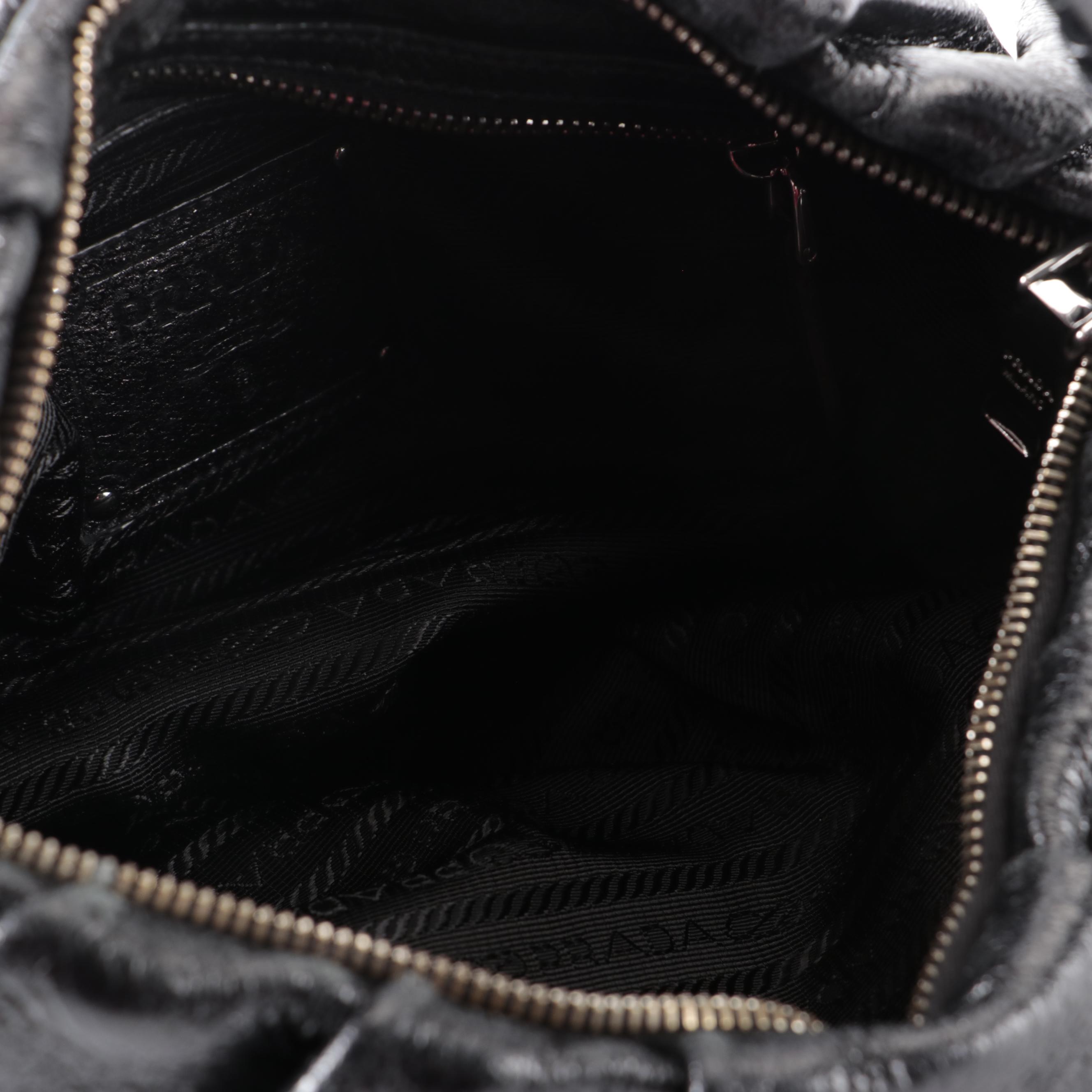 Prada Shoulder Bag in Black Cervo Lux Leather