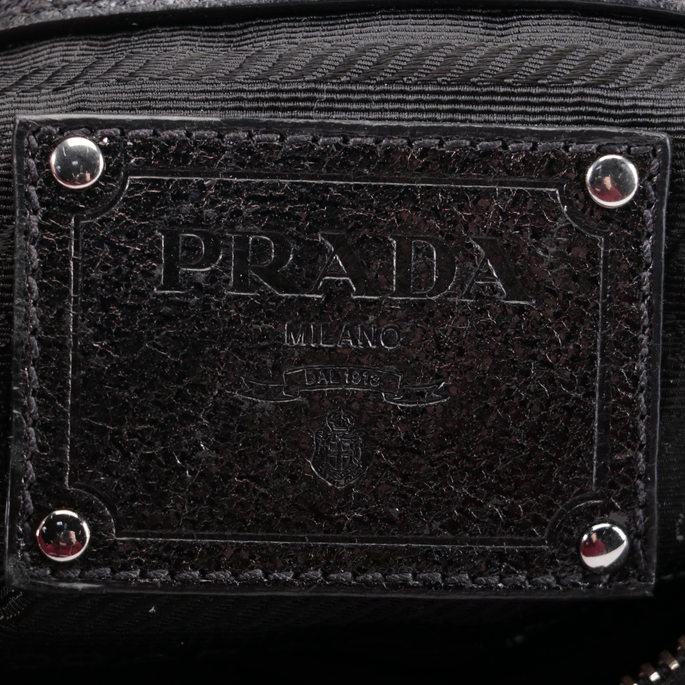 Prada Shoulder Bag in Black Cervo Lux Leather
