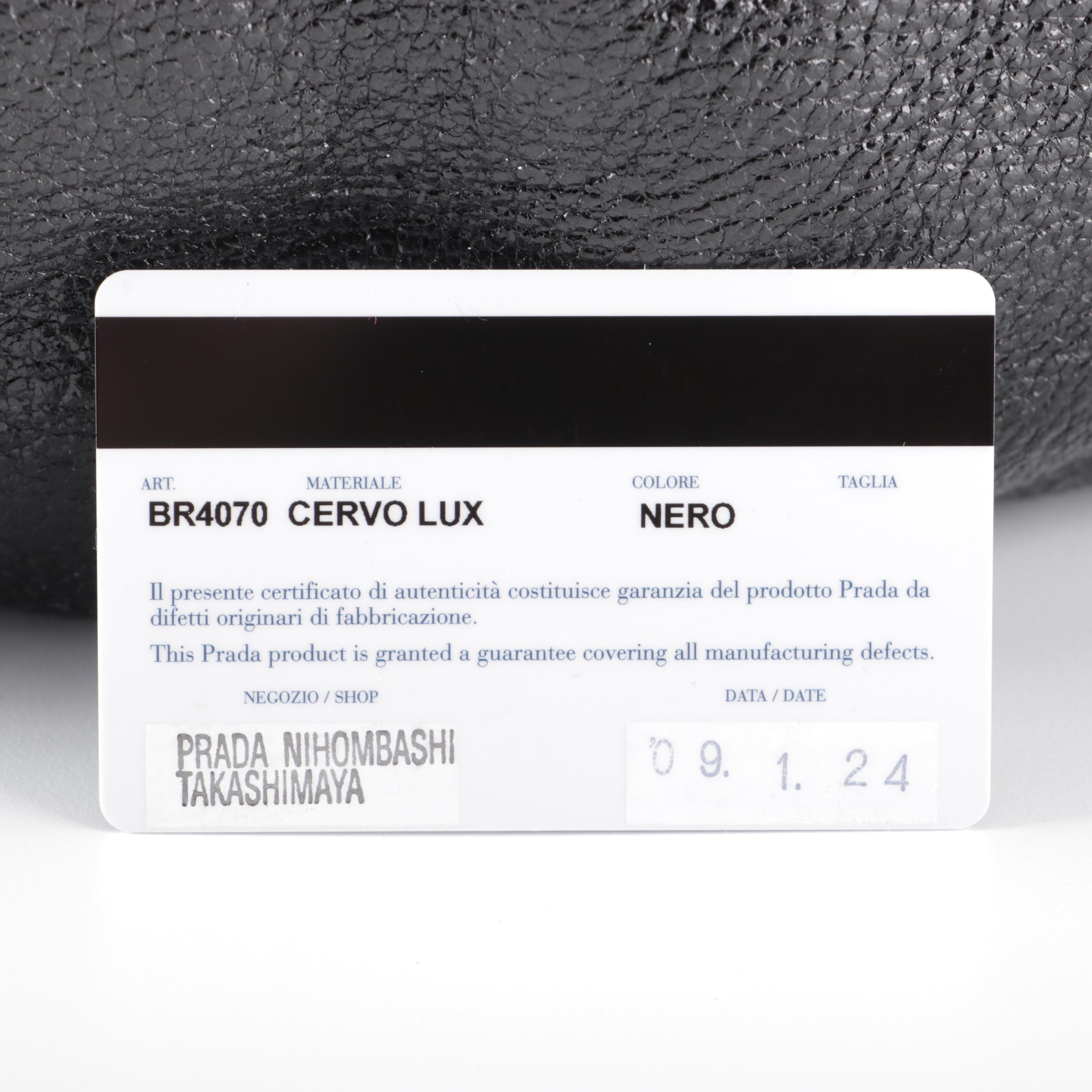 Prada Shoulder Bag in Black Cervo Lux Leather