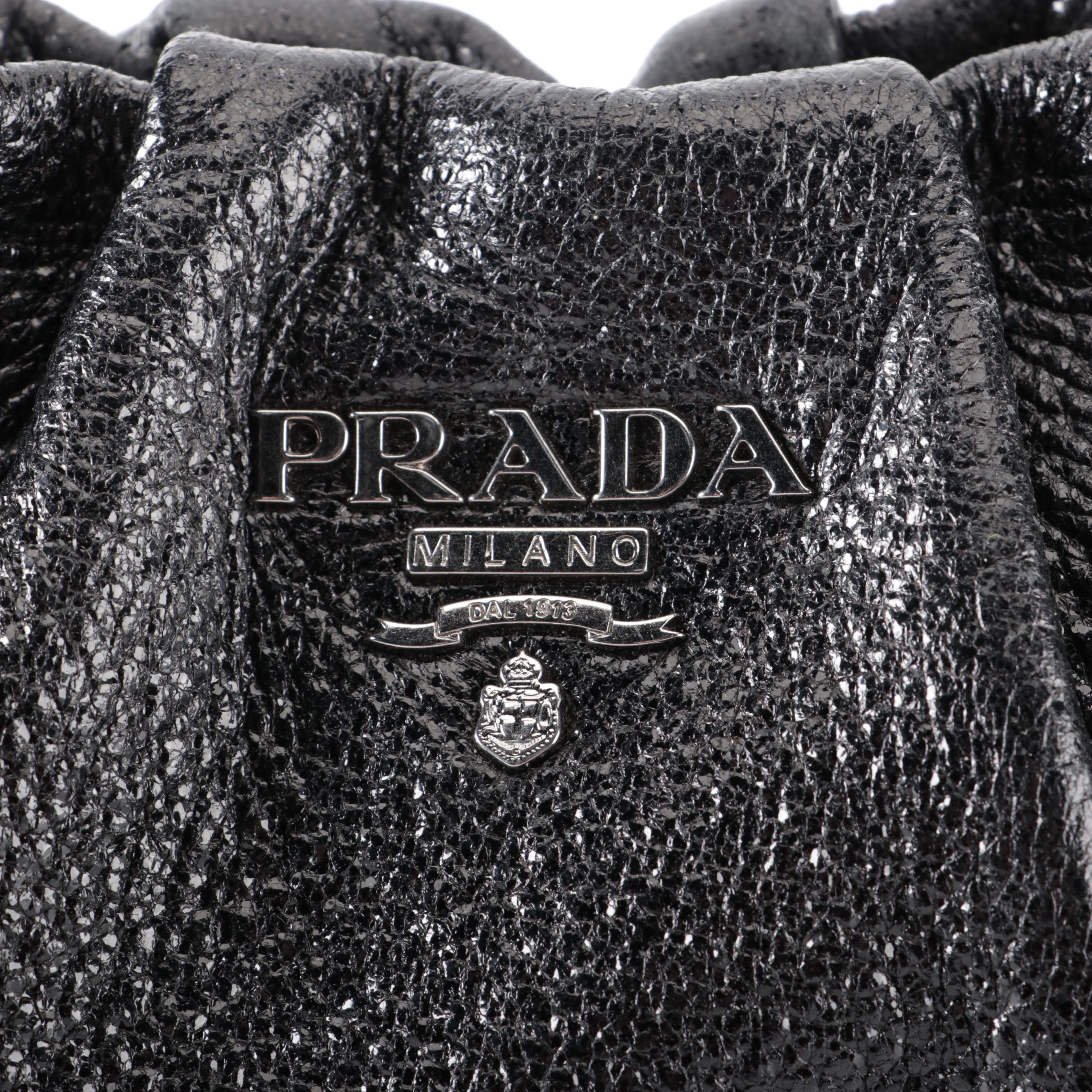 Prada Shoulder Bag in Black Cervo Lux Leather