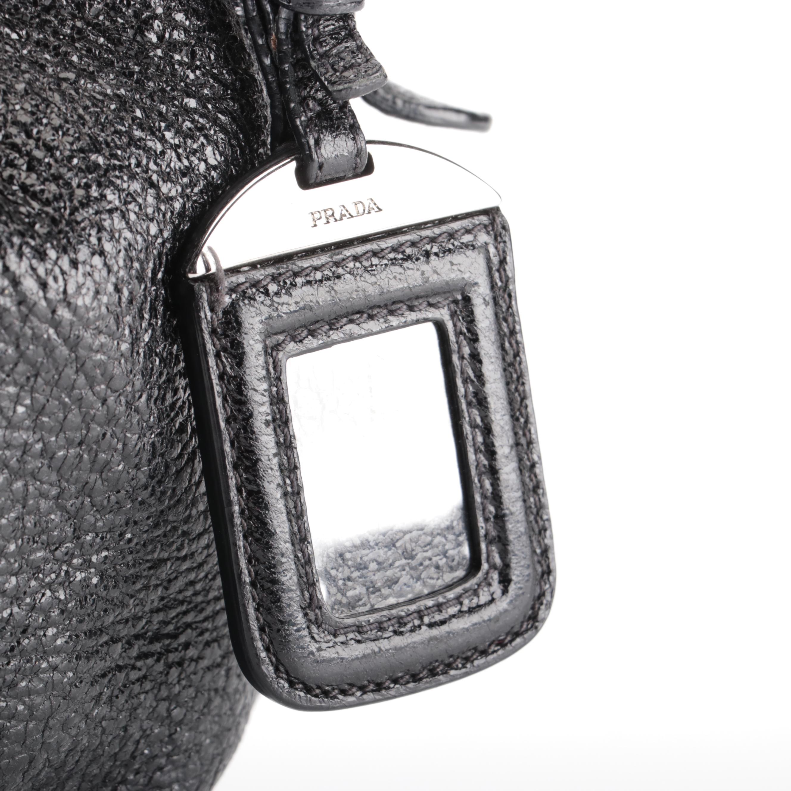 Prada Shoulder Bag in Black Cervo Lux Leather