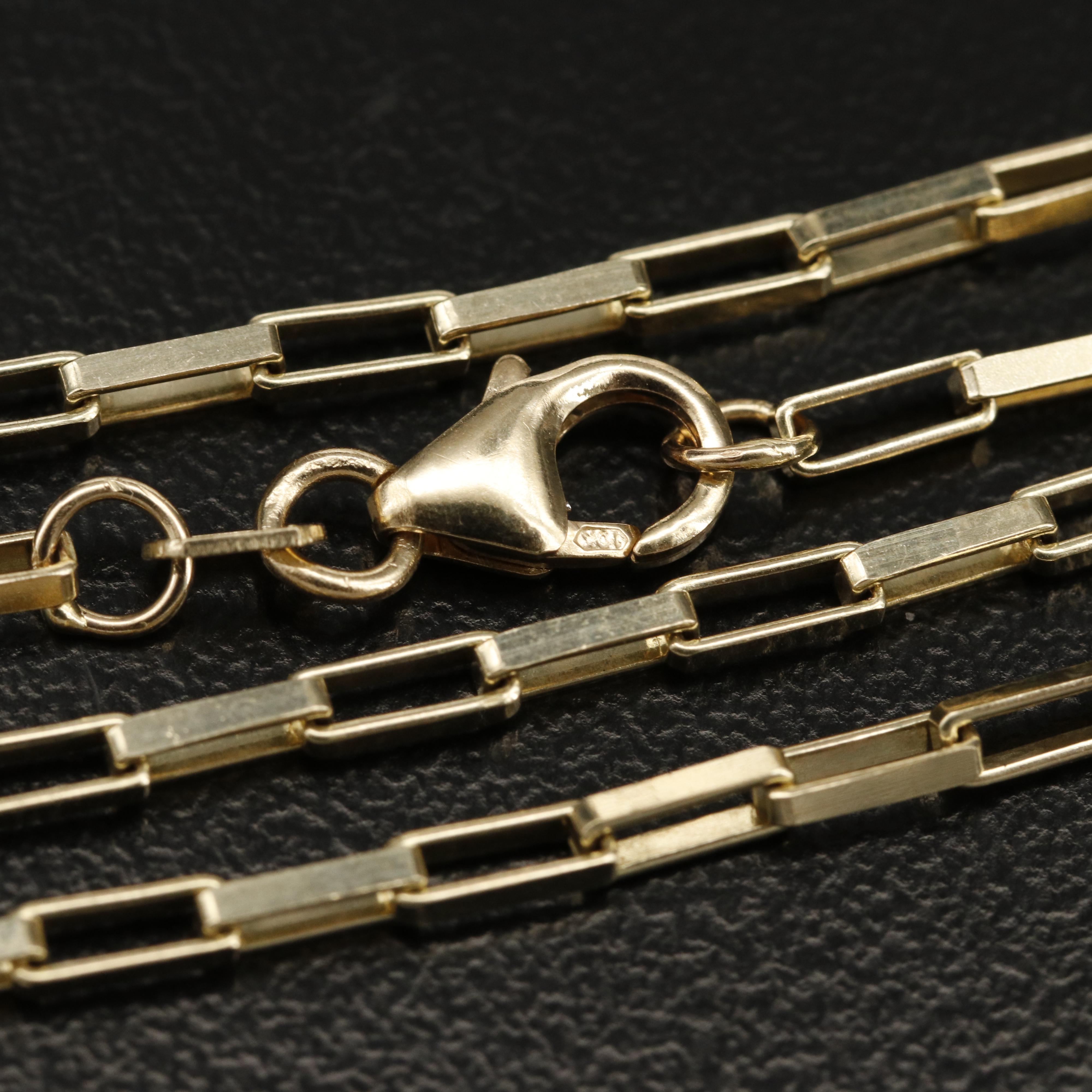 10K Elongated Box Chain Necklace