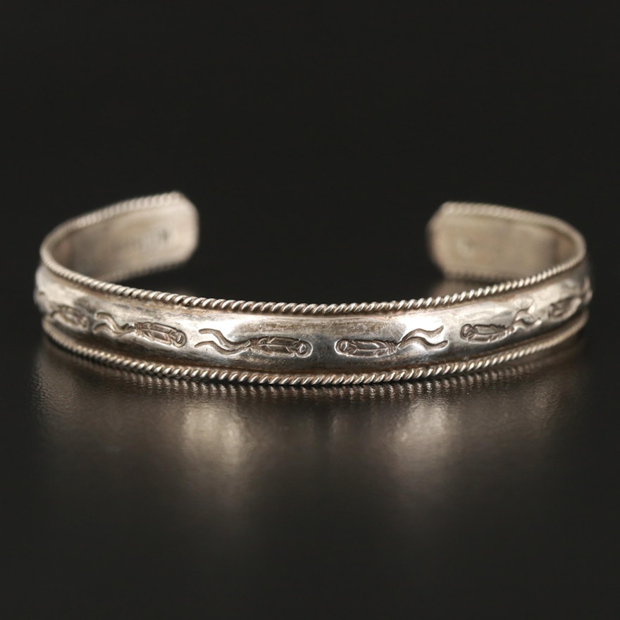 M.C. Tsasie Navajo Diné Sterling Cuff with Braid Design