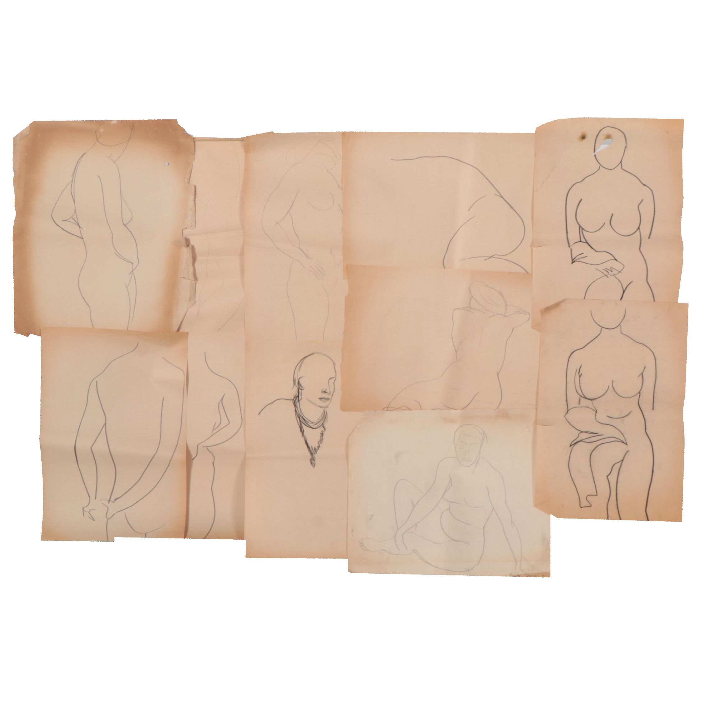 Dimitri Grachis Figural Graphite Drawings, Circa 1950
