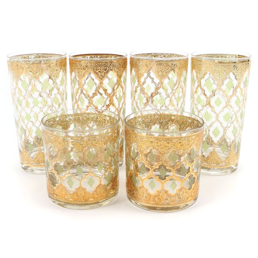 Mid Century Modern Culver "Valencia" Tumblers and Old Fashioned Glasses