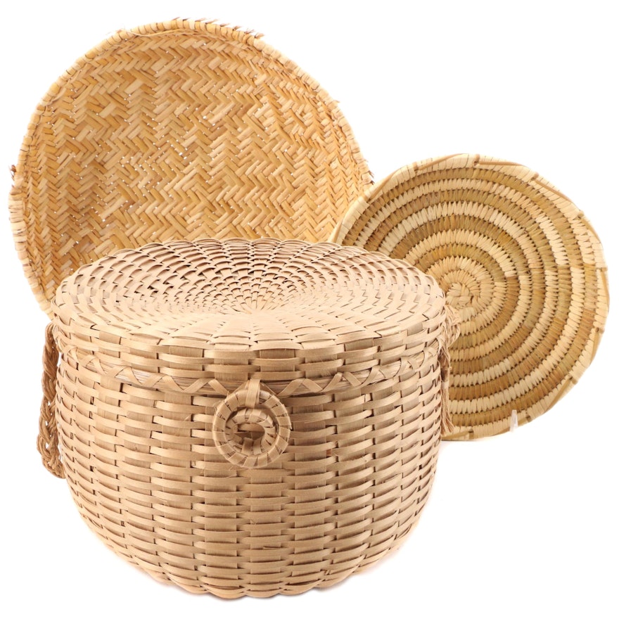 Americana Lidded and Other Baskets, 20th Century