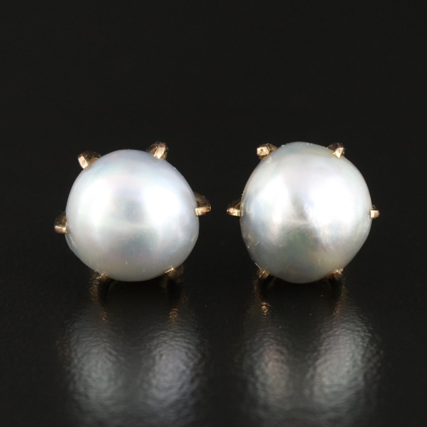 14K 10.00 MM Pearl Stud Earrings