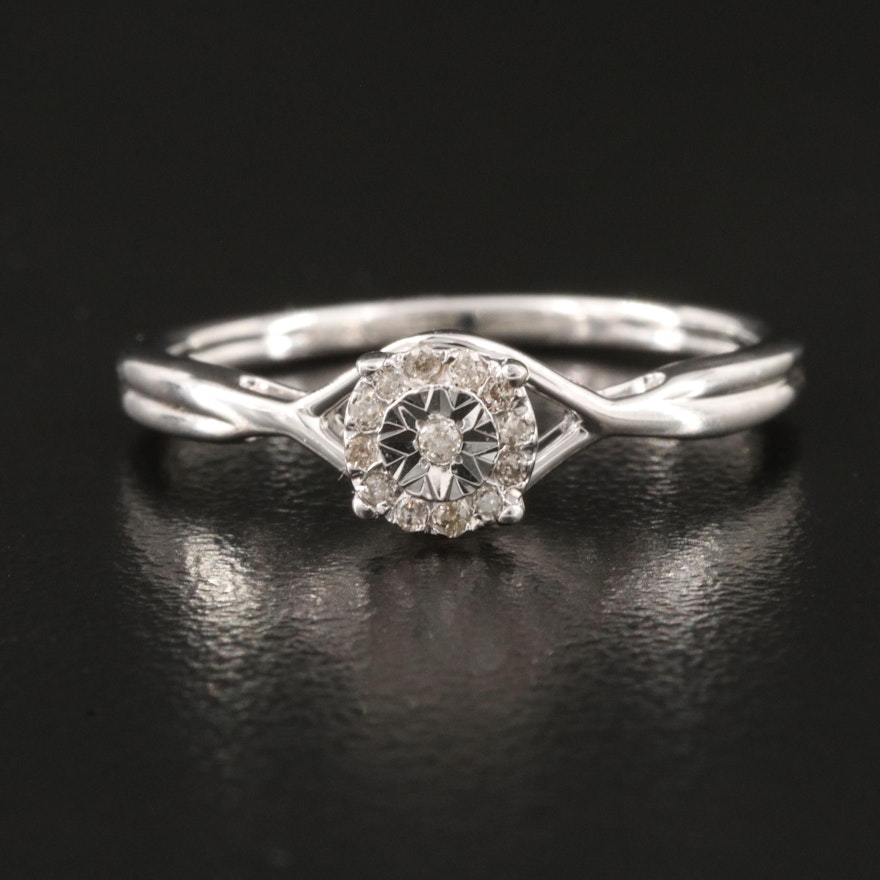 Sterling Diamond Openwork Ring