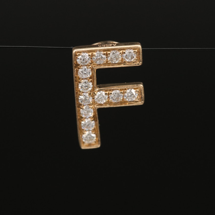 14K 0.13 CTW Diamond Letter "F" Pendant