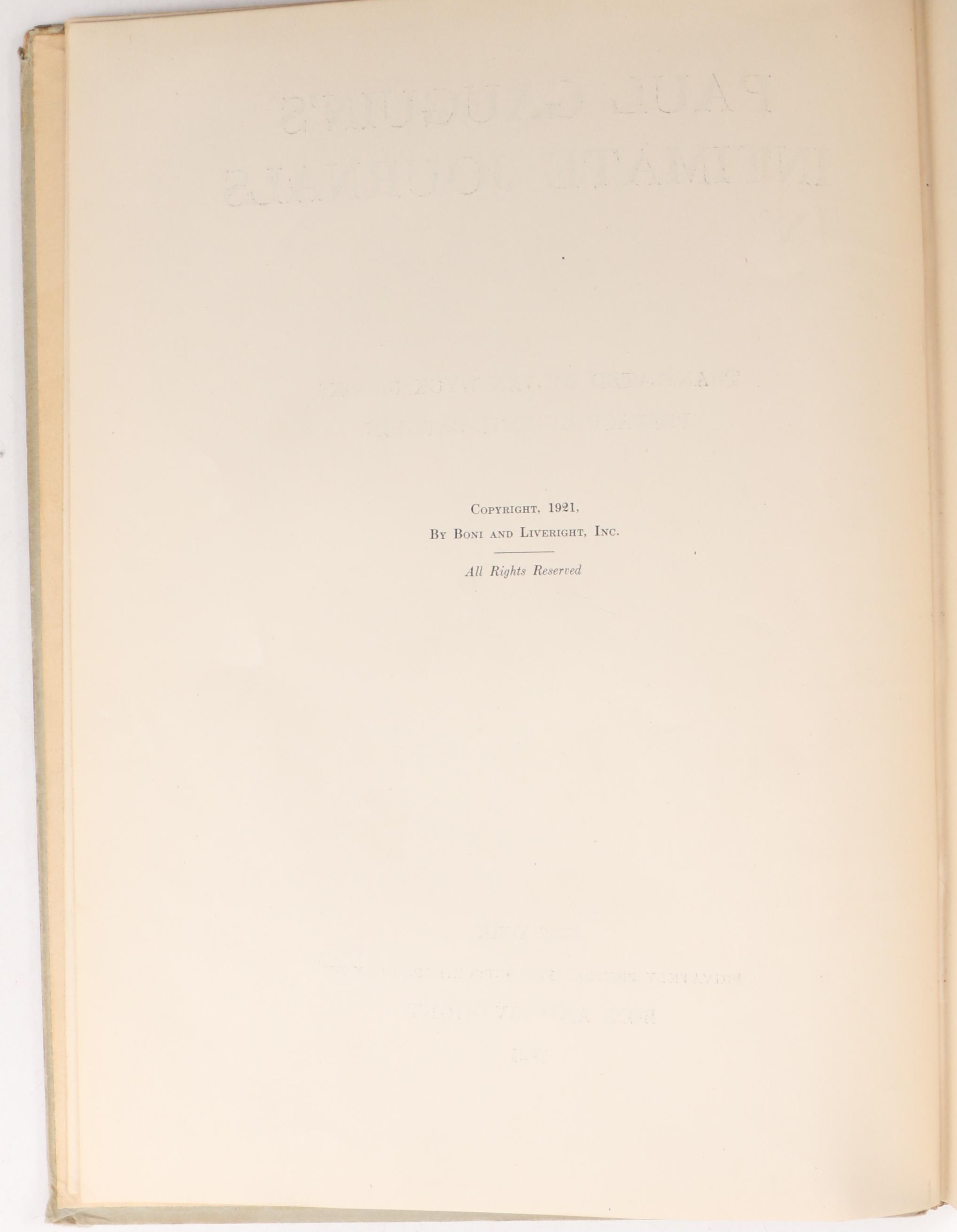 Limited First American Edition "Intimate Journals" by Paul Gauguin, 1921