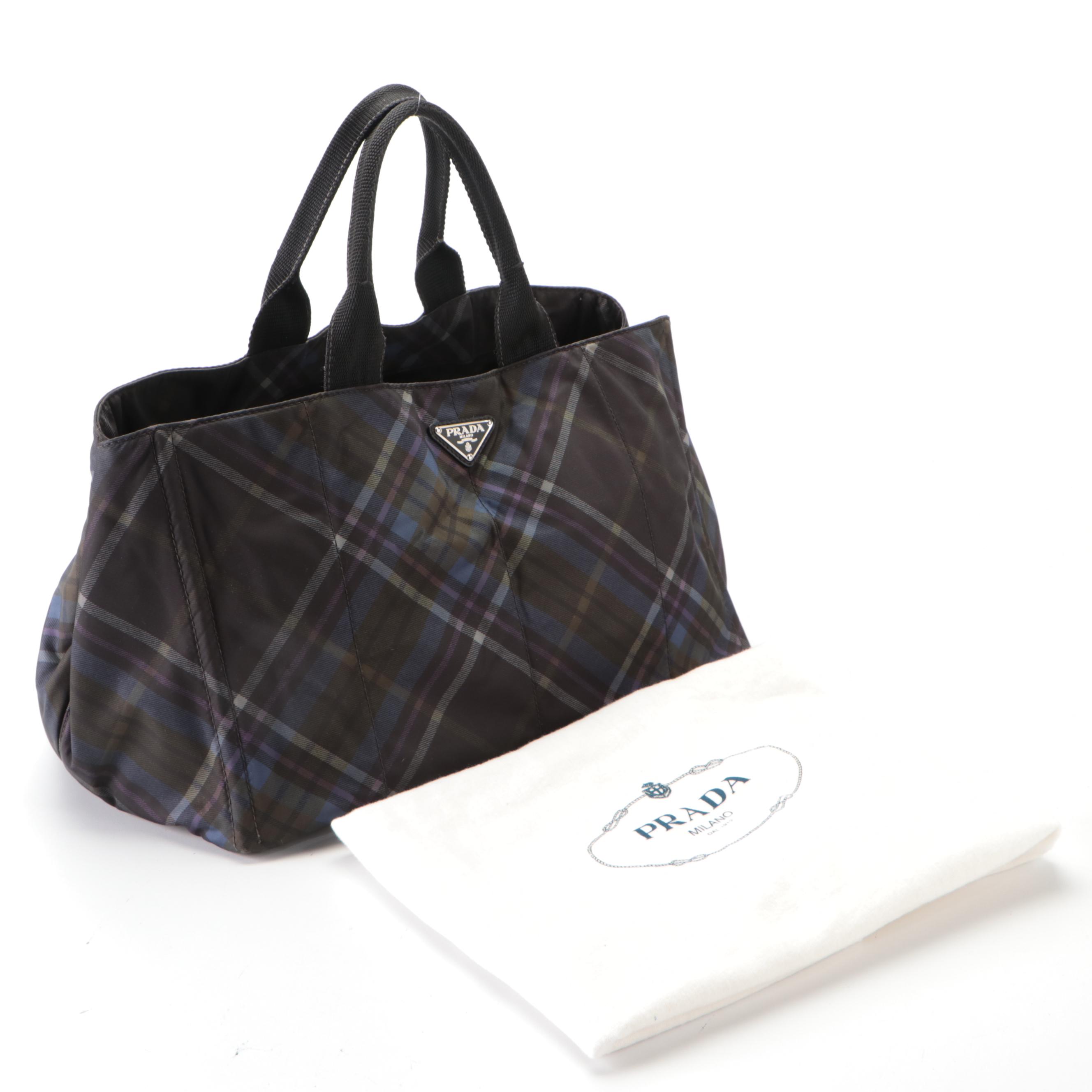 Prada Tote Bag in Battle Cry Tessuto Scozzes Plaid Nylon