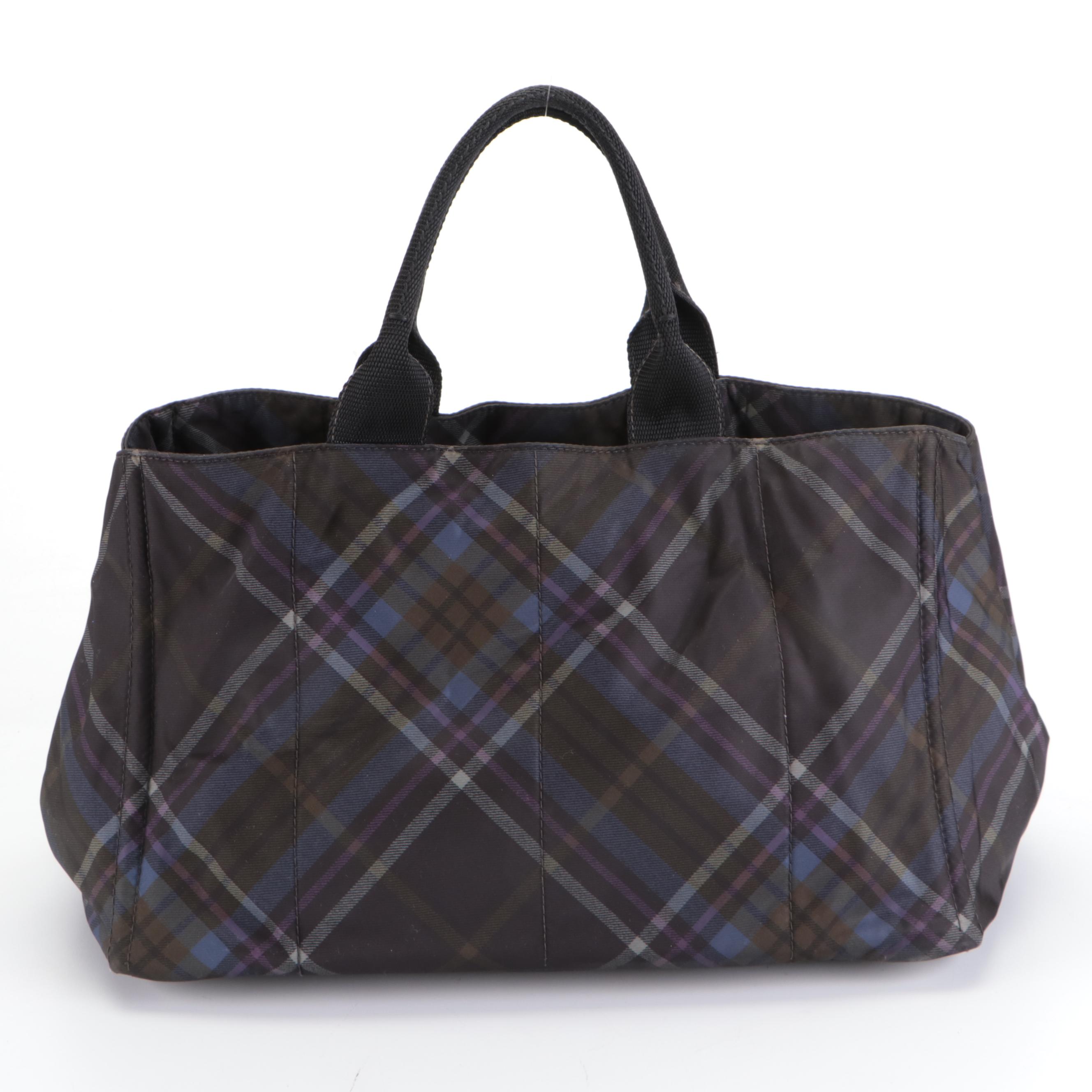 Prada Tote Bag in Battle Cry Tessuto Scozzes Plaid Nylon