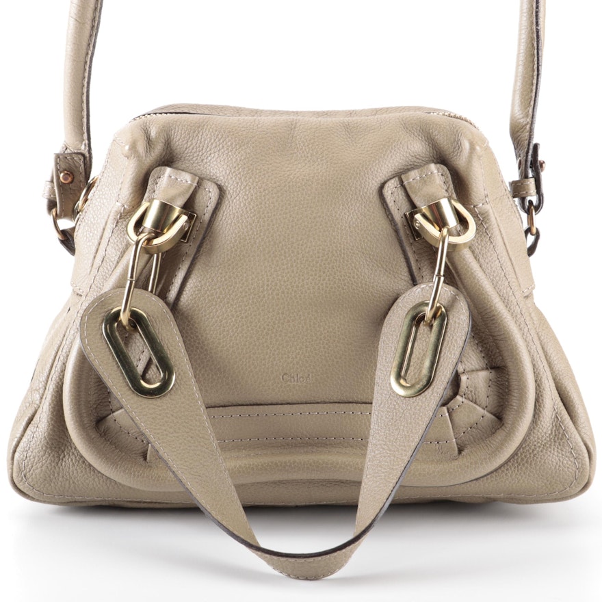 Chloé Paraty Small Top Handle Bag in Taupe Pebbled Leather