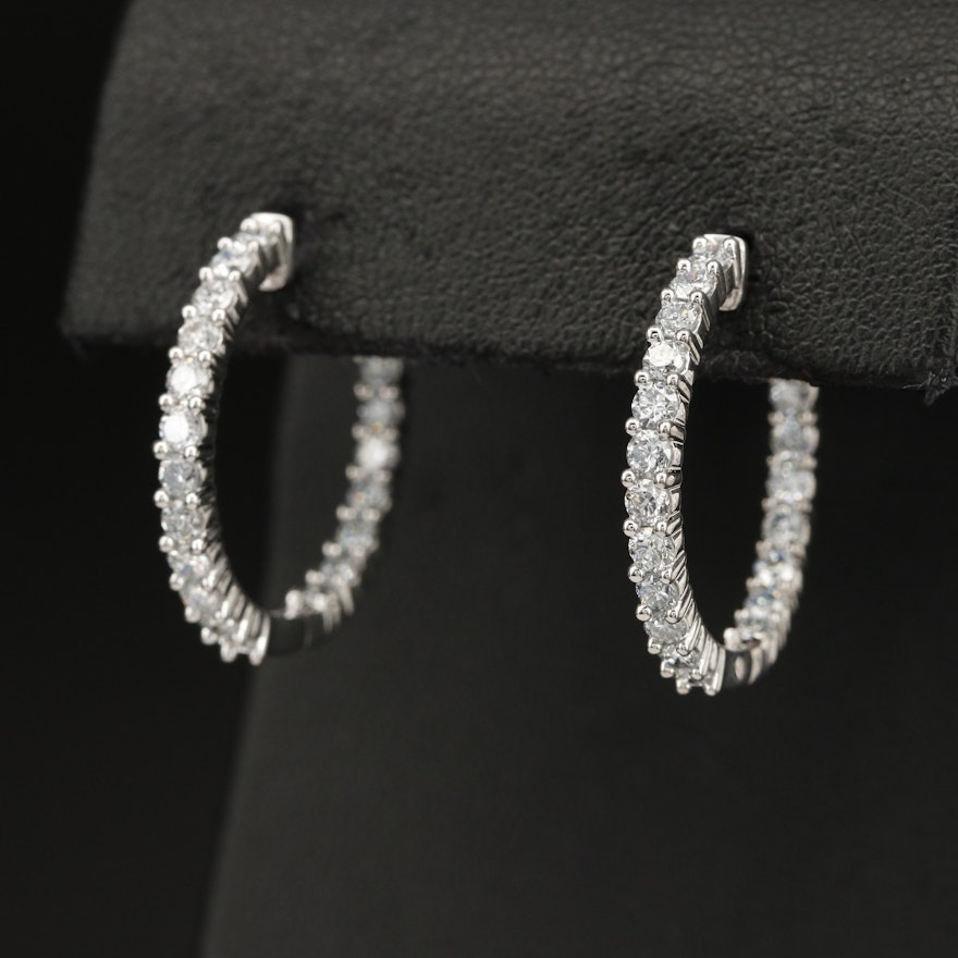 14K 1.56 CTW Diamond Inside-Out Hoop Earrings
