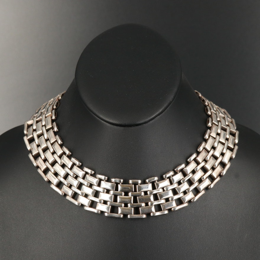 Mexican Sterling Panther Chain Collar
