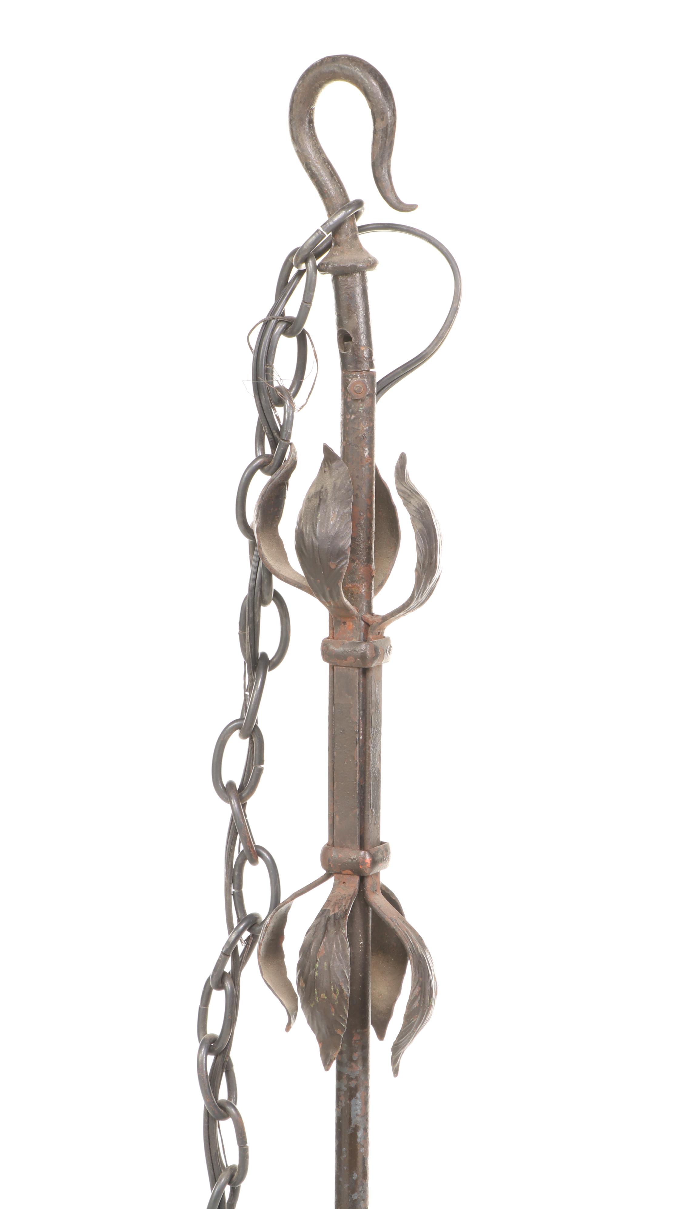Pair of Spanish Colonial Style Wrought Iron Chandeliers